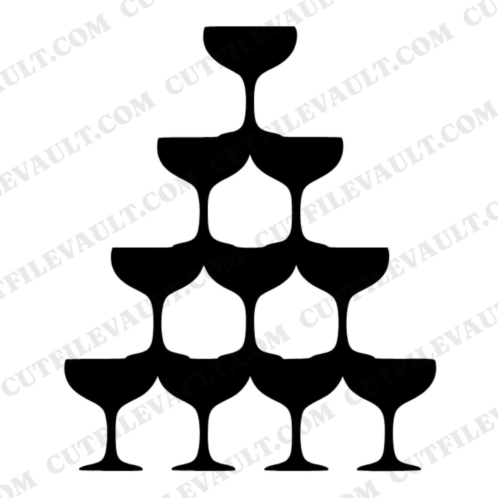 Champagne Tower SVG PNG Art Deco Wedding Celebration Silhouette Cut File Retro Coupe Glasses