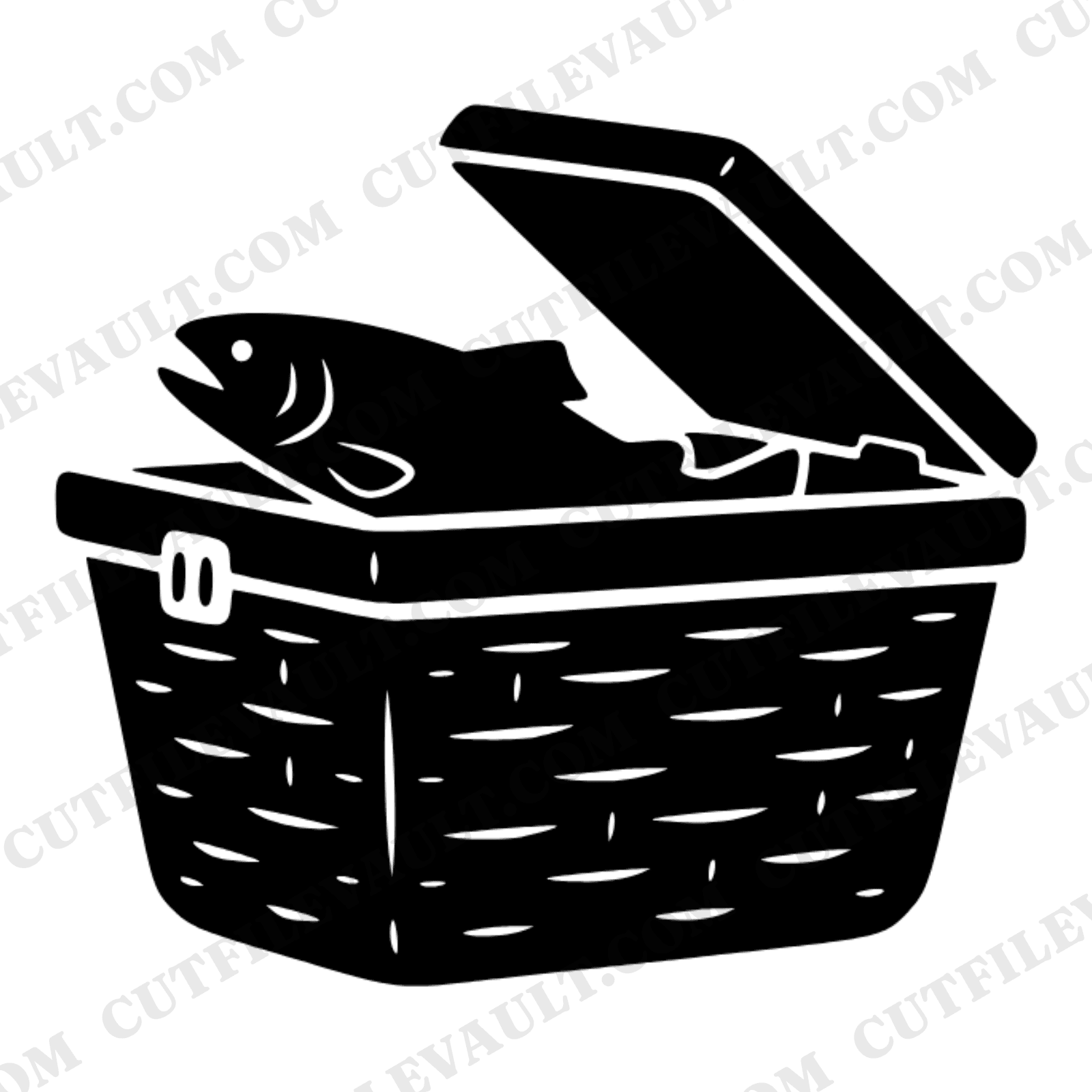 Vintage Fishing Creel Basket SVG PNG, Trout Fish Dad SVG, Father's Day Cut File, Fisherman Gift