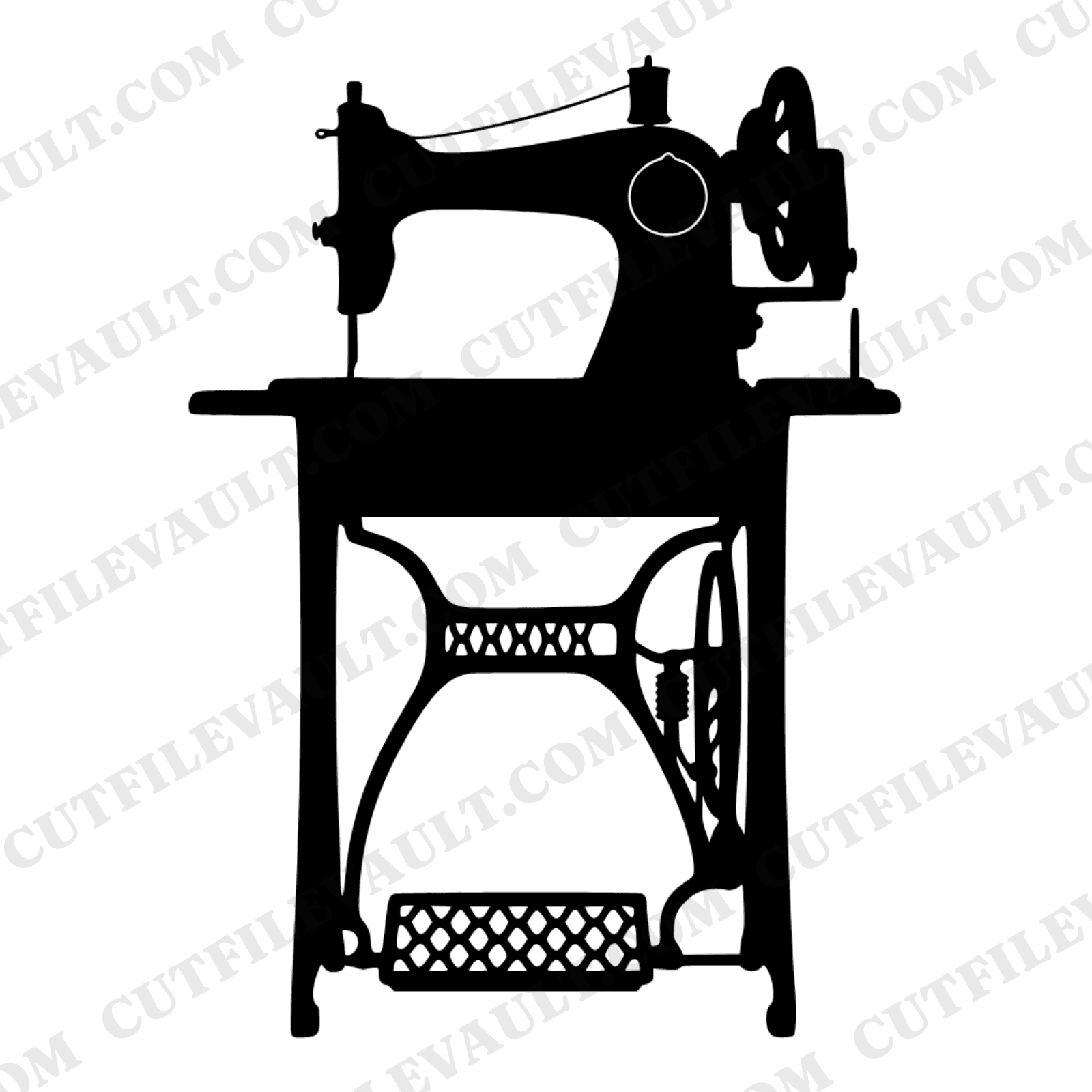 Vintage Treadle Sewing Machine SVG PNG, Mothers Day Silhouette, Cottagecore Floral Cut File