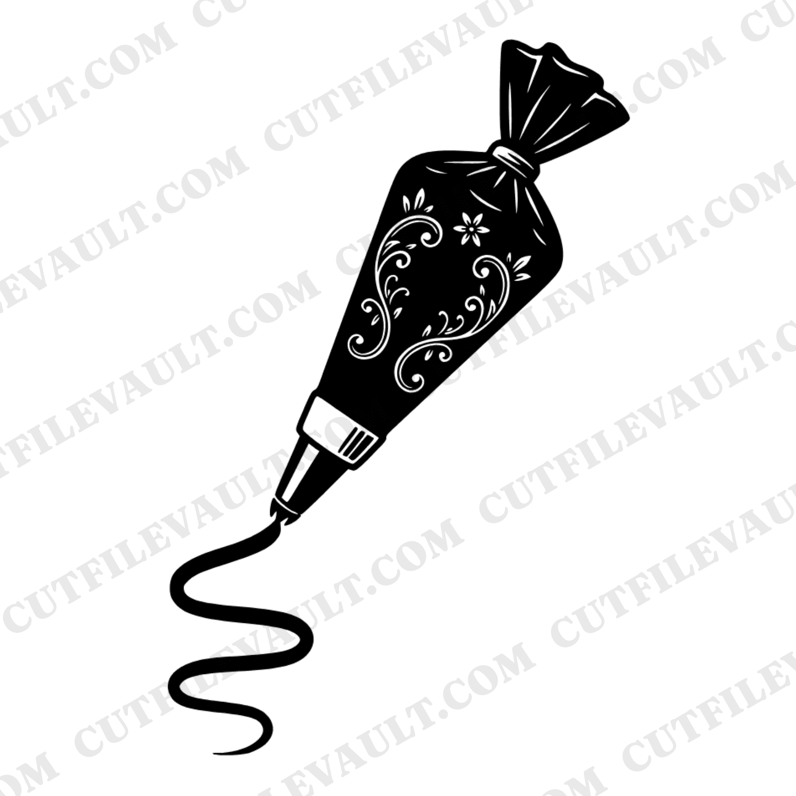 Vintage Piping Bag SVG PNG, Frosting Swirl Cut File, Bakery Logo Design, Donut Day Clipart