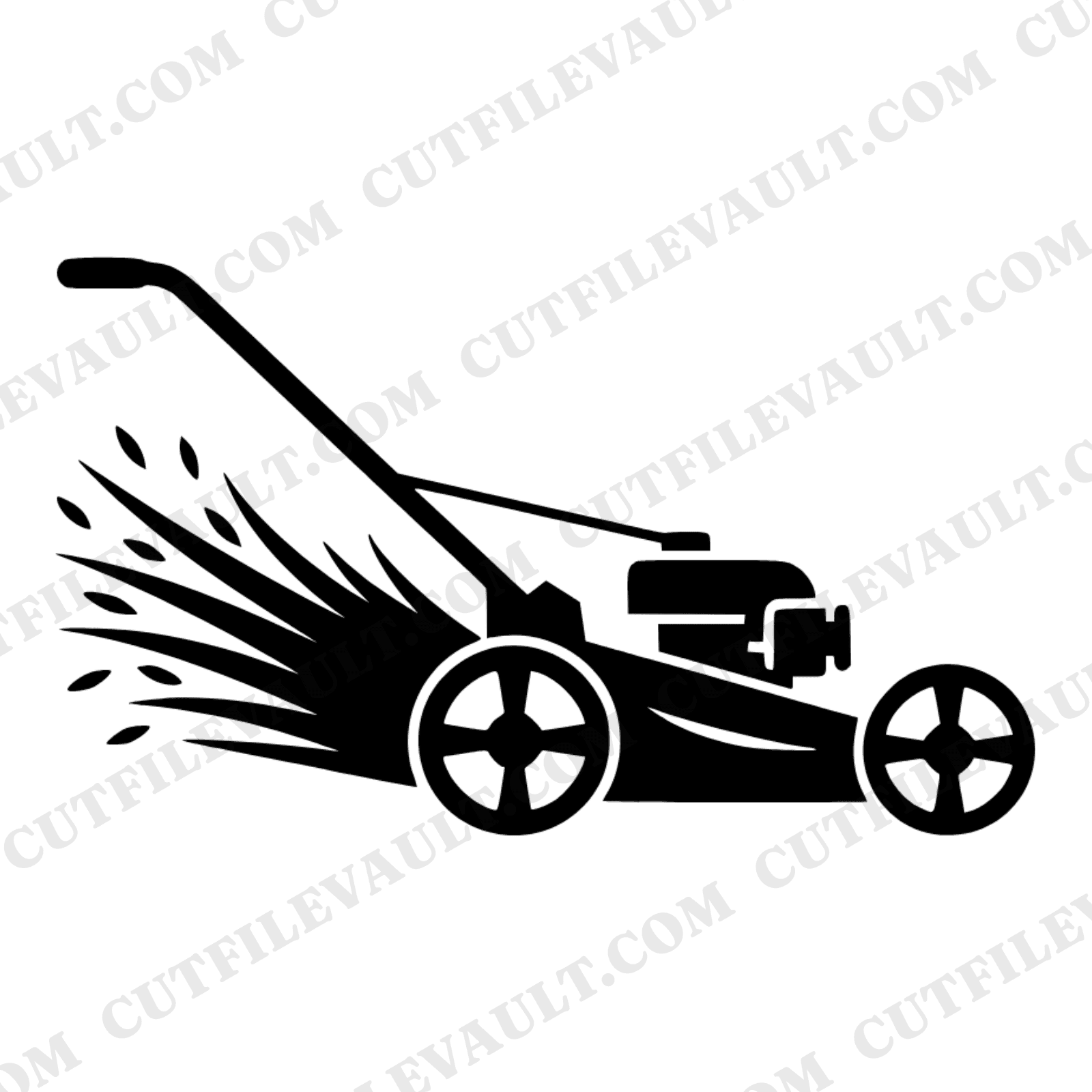 Retro Push Reel Mower SVG PNG, Art Deco Lawnmower Cut File, Vintage Father's Day Design