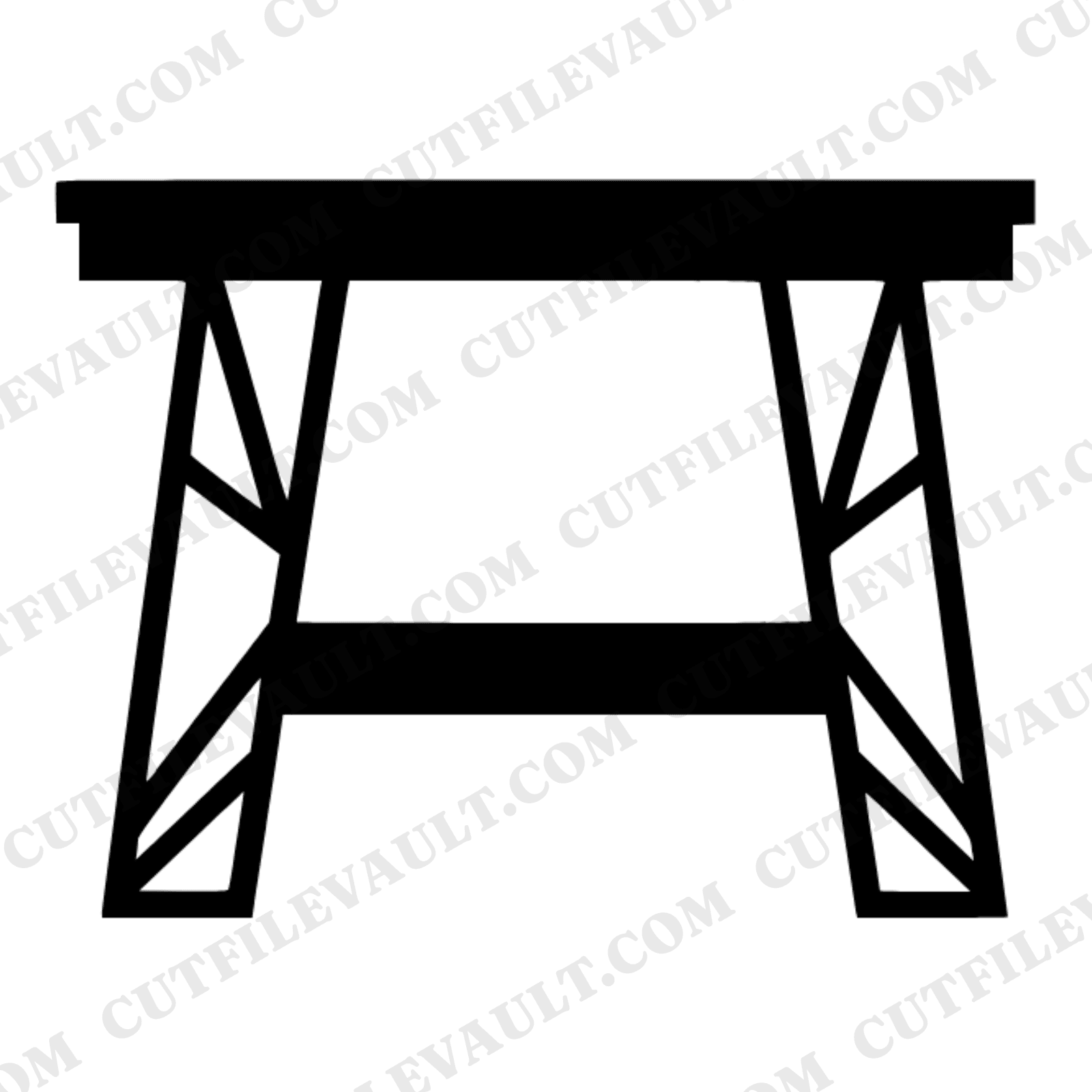 Art Deco Sawhorse SVG PNG, Father's Day Workshop Tool Cut File, Masculine Stained Glass Design