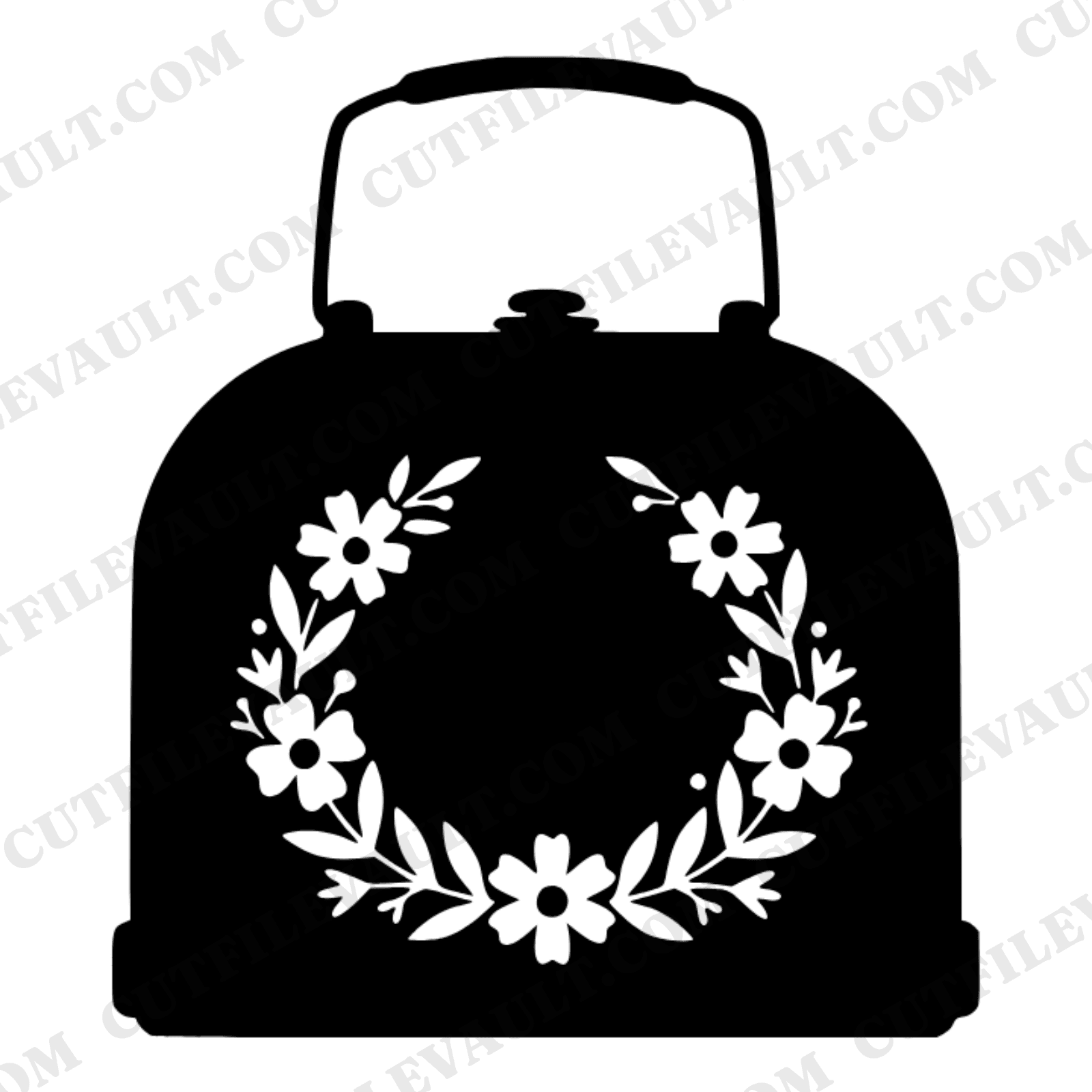 Retro Dome Lunchbox SVG PNG, Wildflower Garland Cottagecore Floral Cut File for Cricut