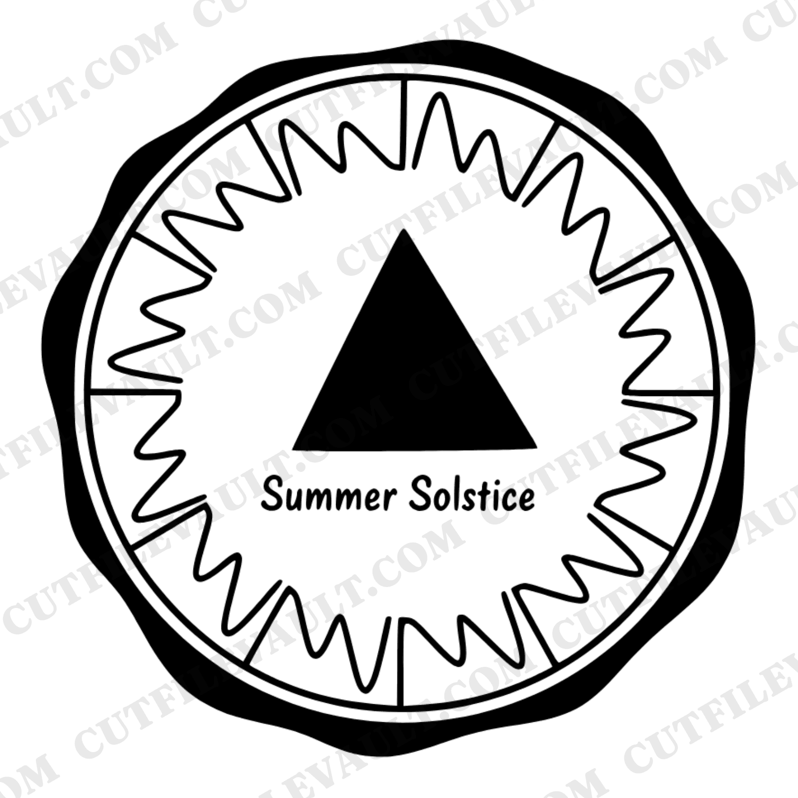 Summer Solstice Sundial SVG PNG, Wax Seal Emblem, Celestial Timepiece Cut File, Boho Midsummer Design