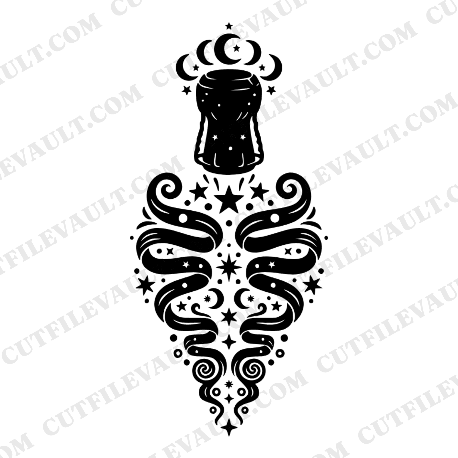 Celestial Champagne Cork SVG PNG, Moon Stars Champagne Bottle Pop Cut File, Mystical Wedding