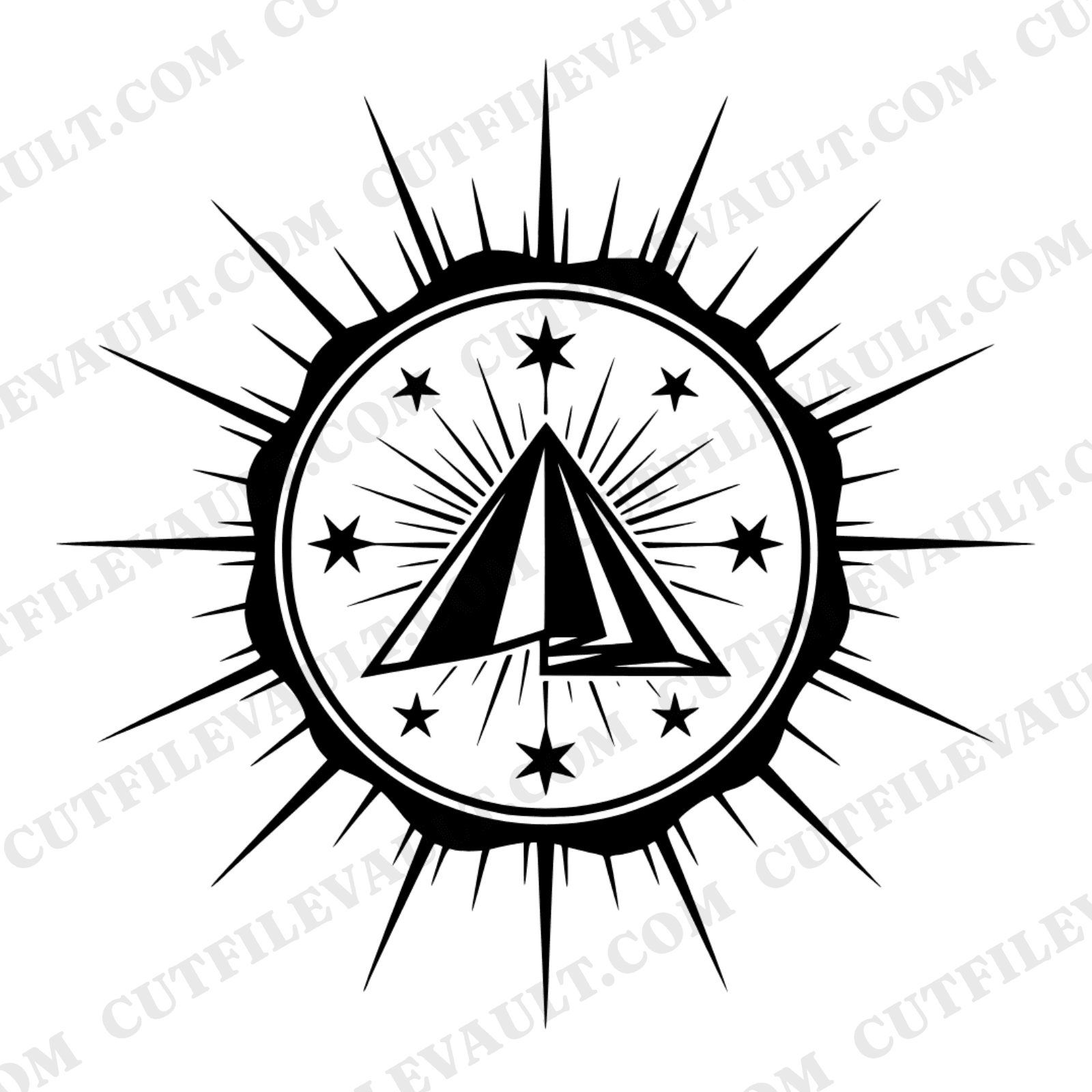 Celestial Honor Seal SVG PNG, Memorial Day Folded Flag Stars Cut File, Patriotic Tribute Design