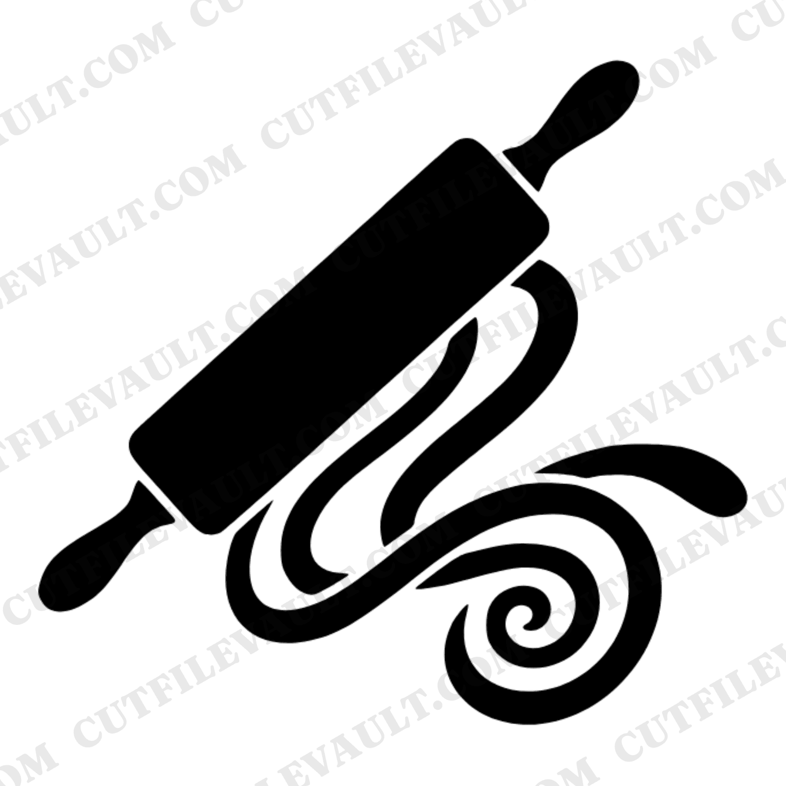 Rolling Pin SVG PNG, Dough Ribbon Swirl Cut File, Baking SVG, National Donut Day Design, Kitchen SVG