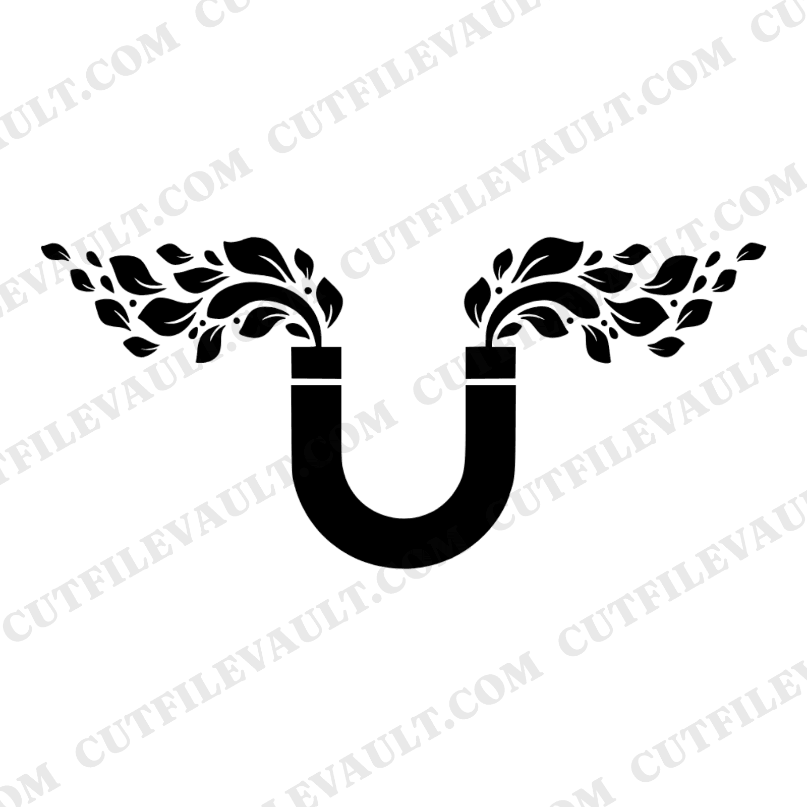 Lucky in Love Horseshoe SVG PNG, Rose Petals Magnet Cut File, Boho Wedding Invitation Clipart