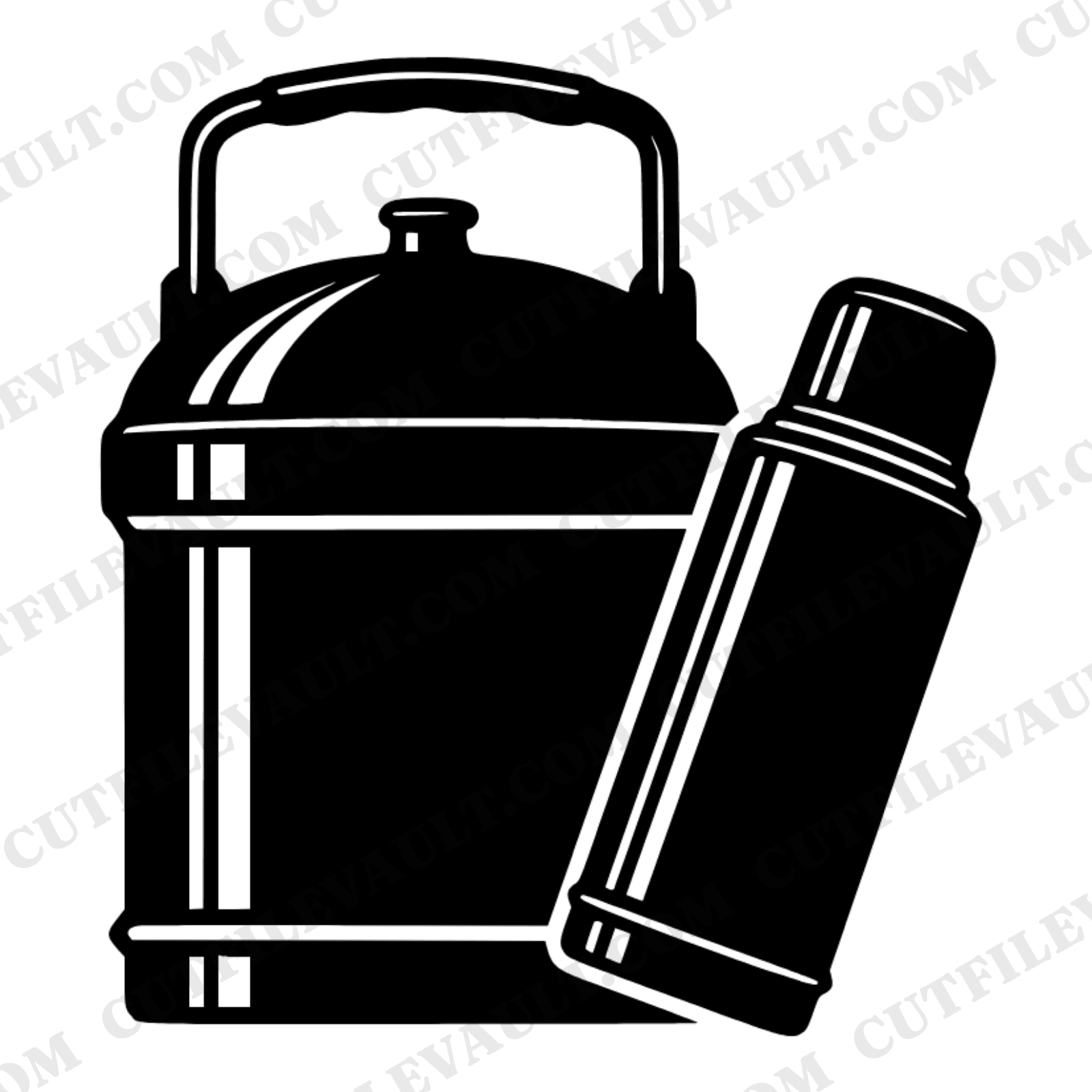 Retro Lunchpail and Thermos SVG PNG Labor Day Art Deco Geometric Cut File Blue Collar Worker