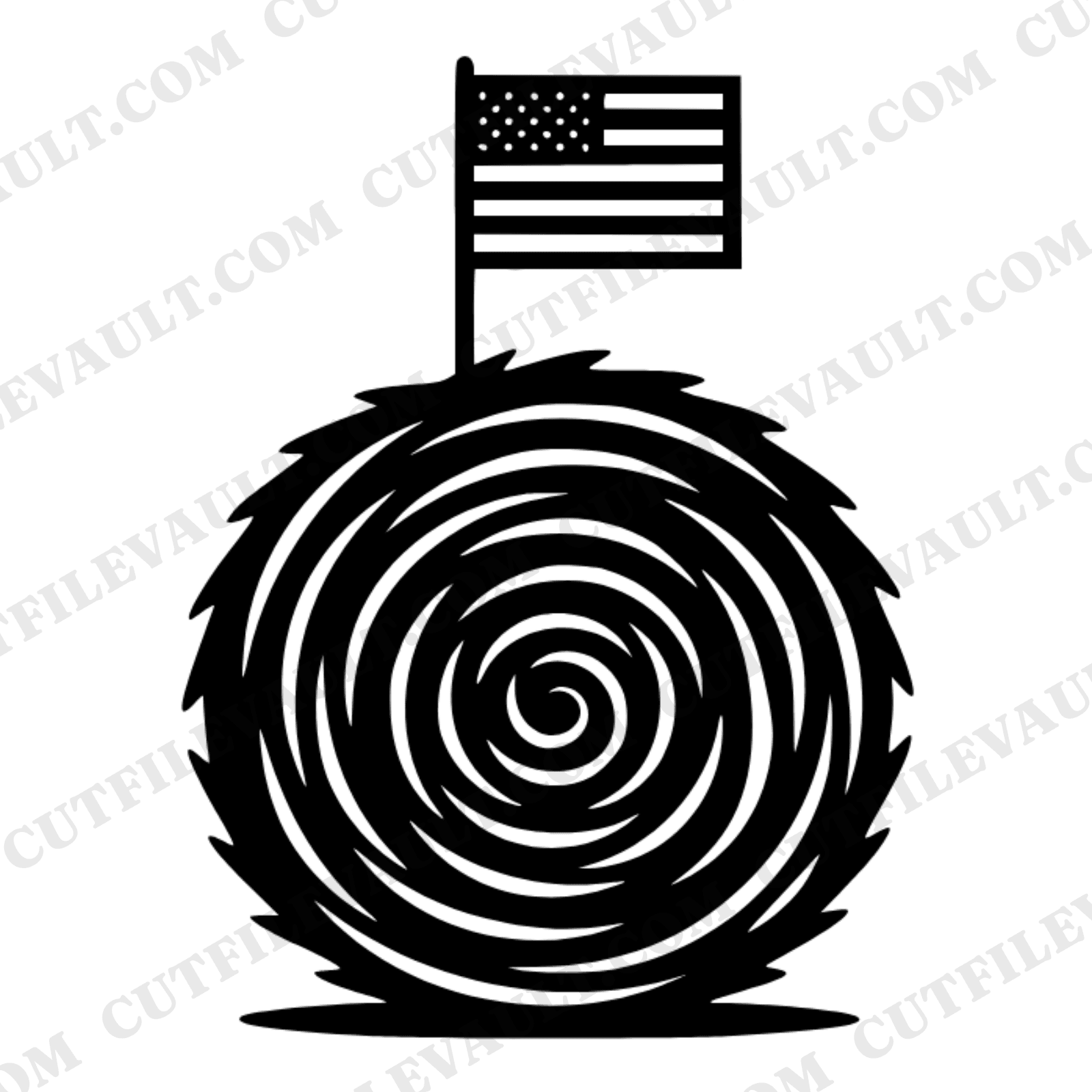 Art Deco Patriotic Hay Bale SVG PNG, Fourth of July Farm Flag Cut File, Rural Americana Design