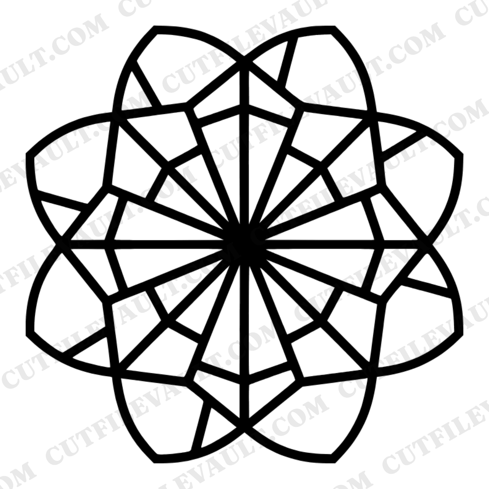 Geometric Paper Flower SVG PNG, Cinco de Mayo Flor de Papel Cut File, Stained Glass Bloom Design — view 1