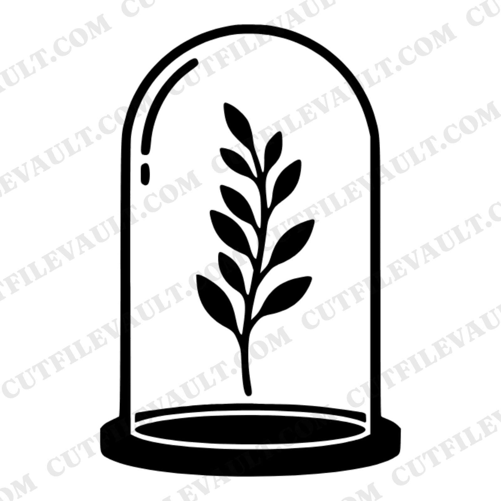 Vintage Bell Jar Botanical SVG PNG, Glass Cloche Dome Cut File, Pressed Flower Herbarium Silhouette