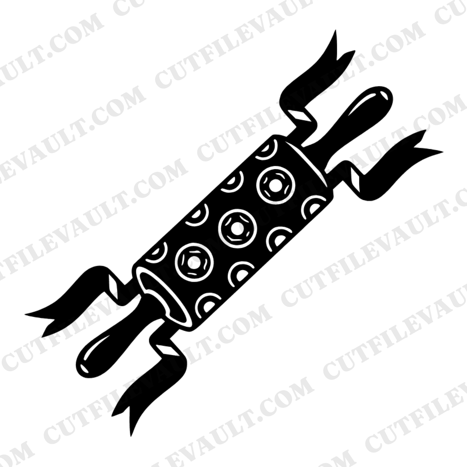 Vintage Rolling Pin SVG PNG, Donut Embossing Cut File, Bakery Kitchen Folk Art Design, National Donut Day