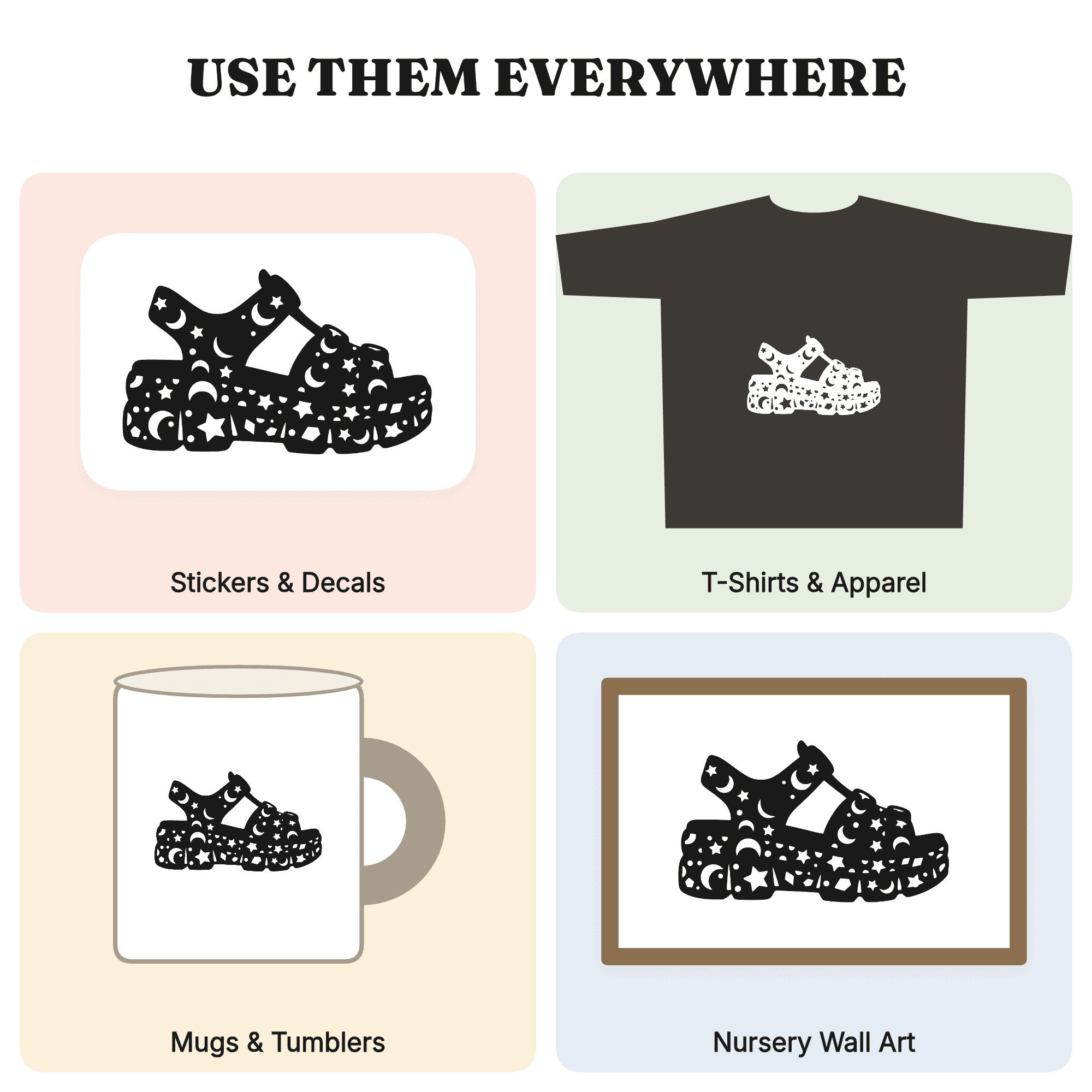 Y2K Jelly Sandal SVG PNG, Celestial Moon Stars Summer Beach Clipart, Nostalgic 2000s Shoe Cut File — view 3