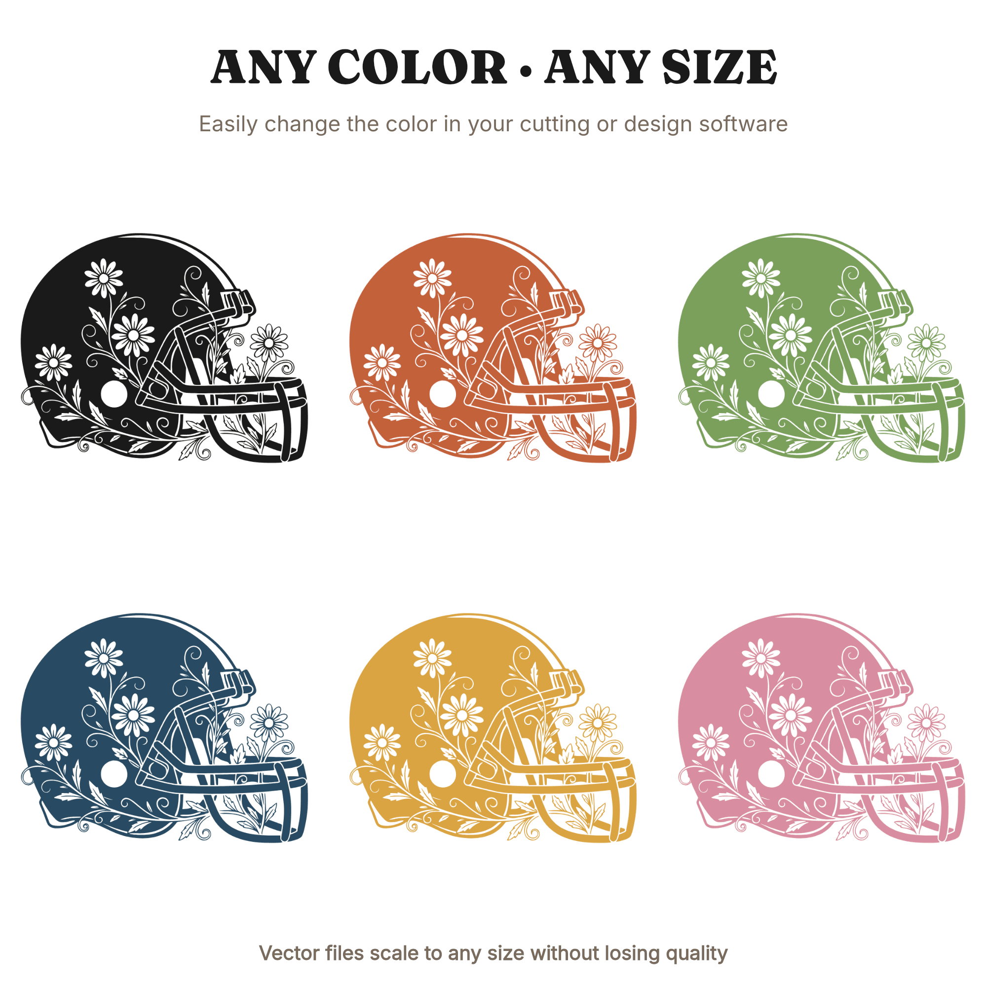 Vintage Football Helmet SVG PNG Wildflower Retro 70s Sports Dad Father's Day Cut File Design — view 2
