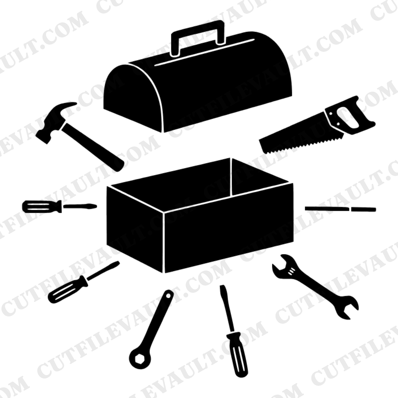 Fathers Day Toolbox SVG PNG Exploded View Art Deco Tools Scandinavian Line Art Cut File