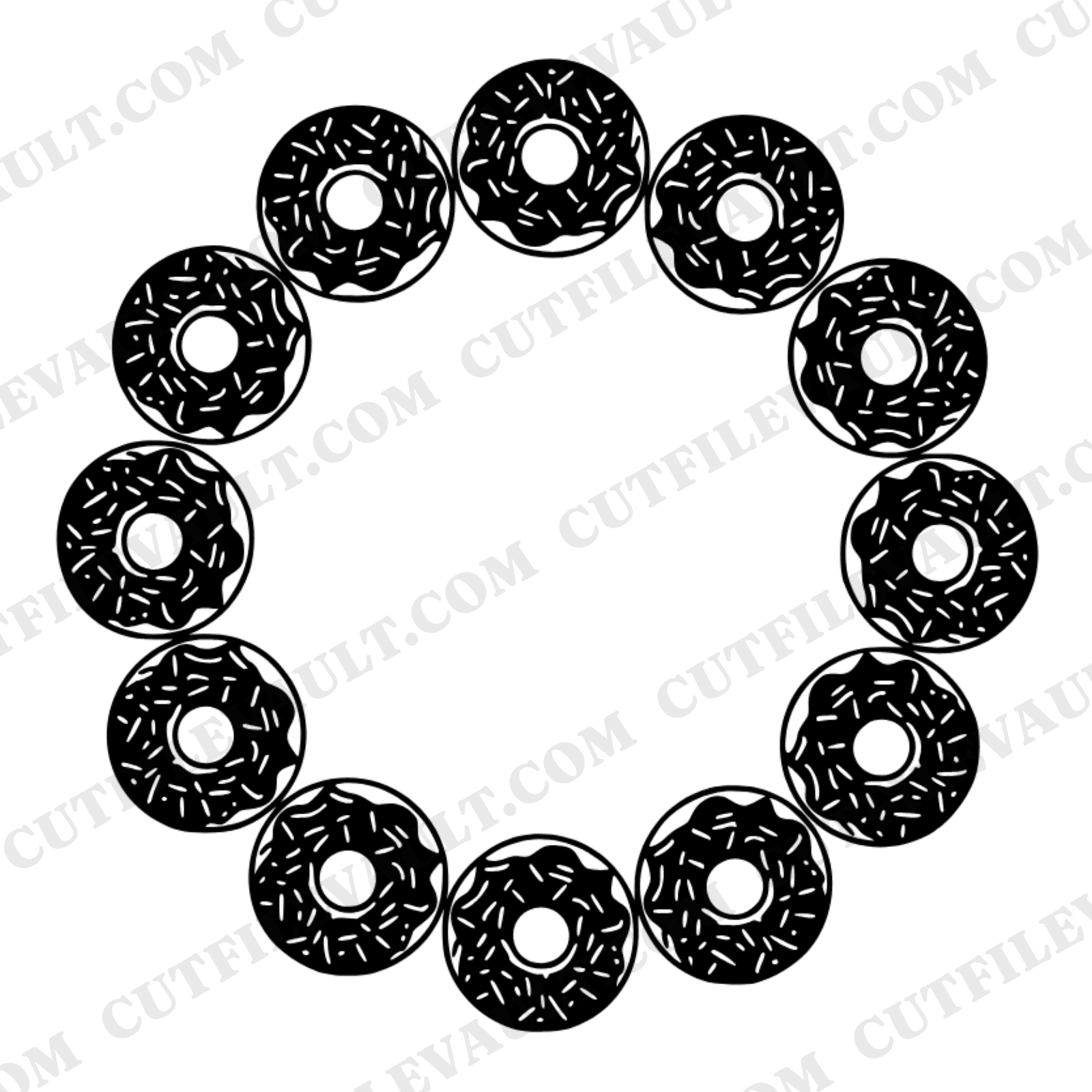 Enchanted Donut Fairy Ring SVG PNG, Cottagecore Floral Circle Cut File, National Donut Day Design
