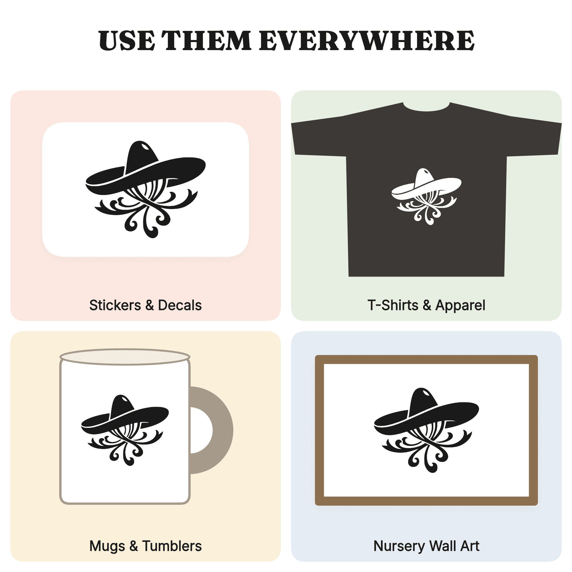 Spinning Sombrero SVG PNG, Groovy Cinco de Mayo Cut File, Retro Mexican Hat with Ribbons Design — view 3