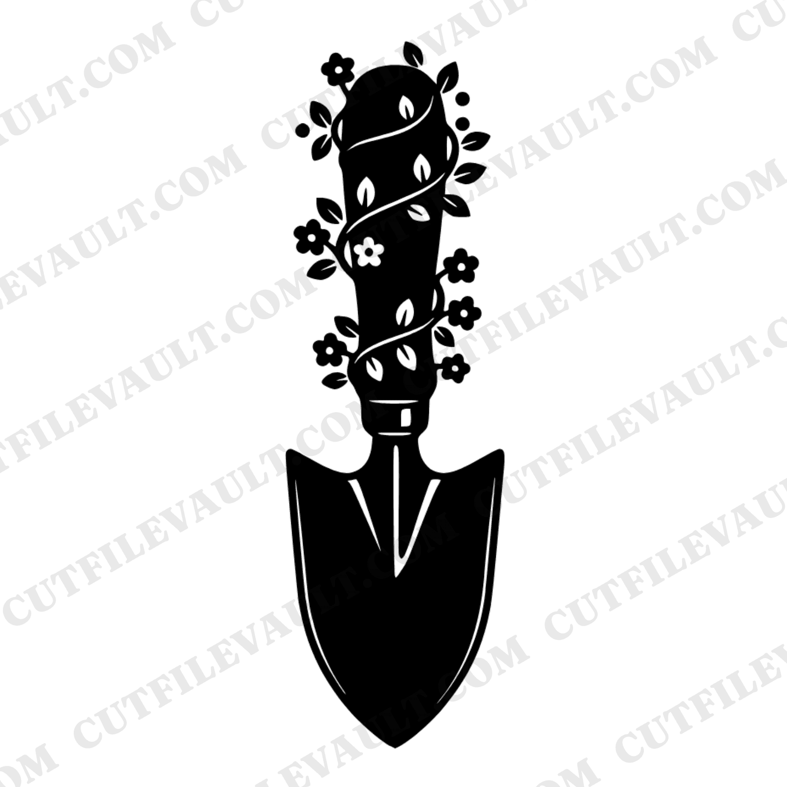 Garden Trowel SVG PNG, Floral Vine Tool Clipart, Cottagecore Gardening Cut File, Mother's Day Design