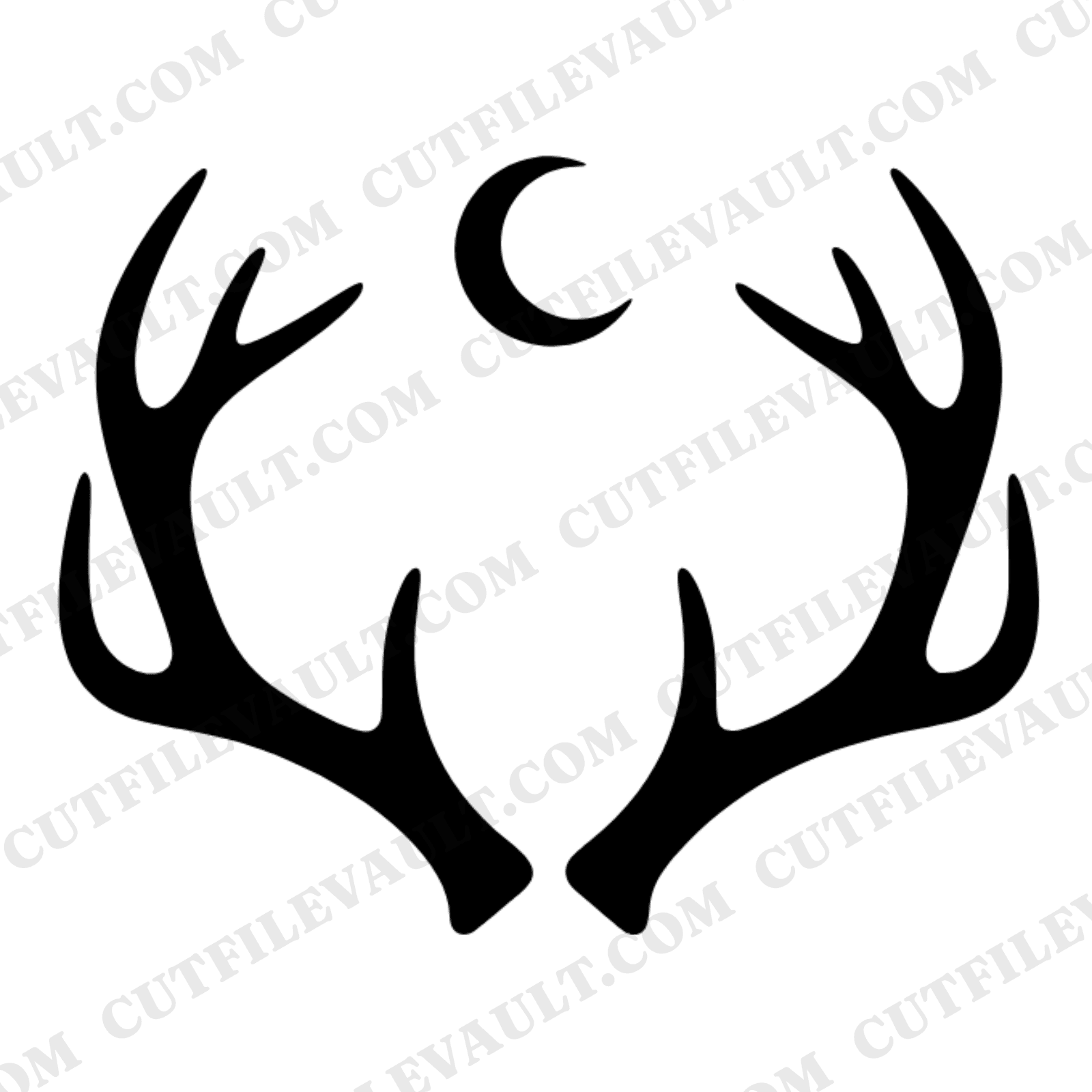 Summer Solstice Antler Crown SVG PNG, Crescent Moon Celestial Mystical Deer Antlers Cut File