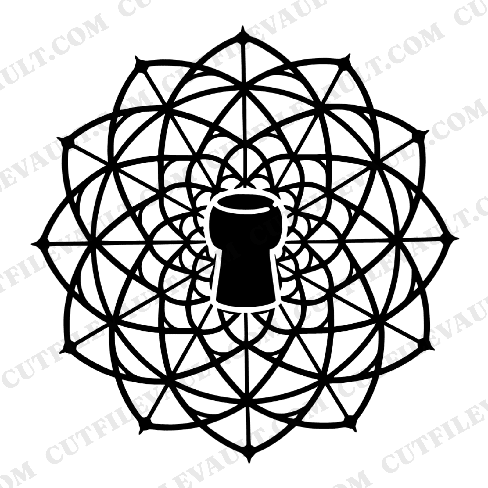 Champagne Cork Mandala SVG PNG Wedding Celebration Cut File Mid Century Modern Geometric Design — view 1