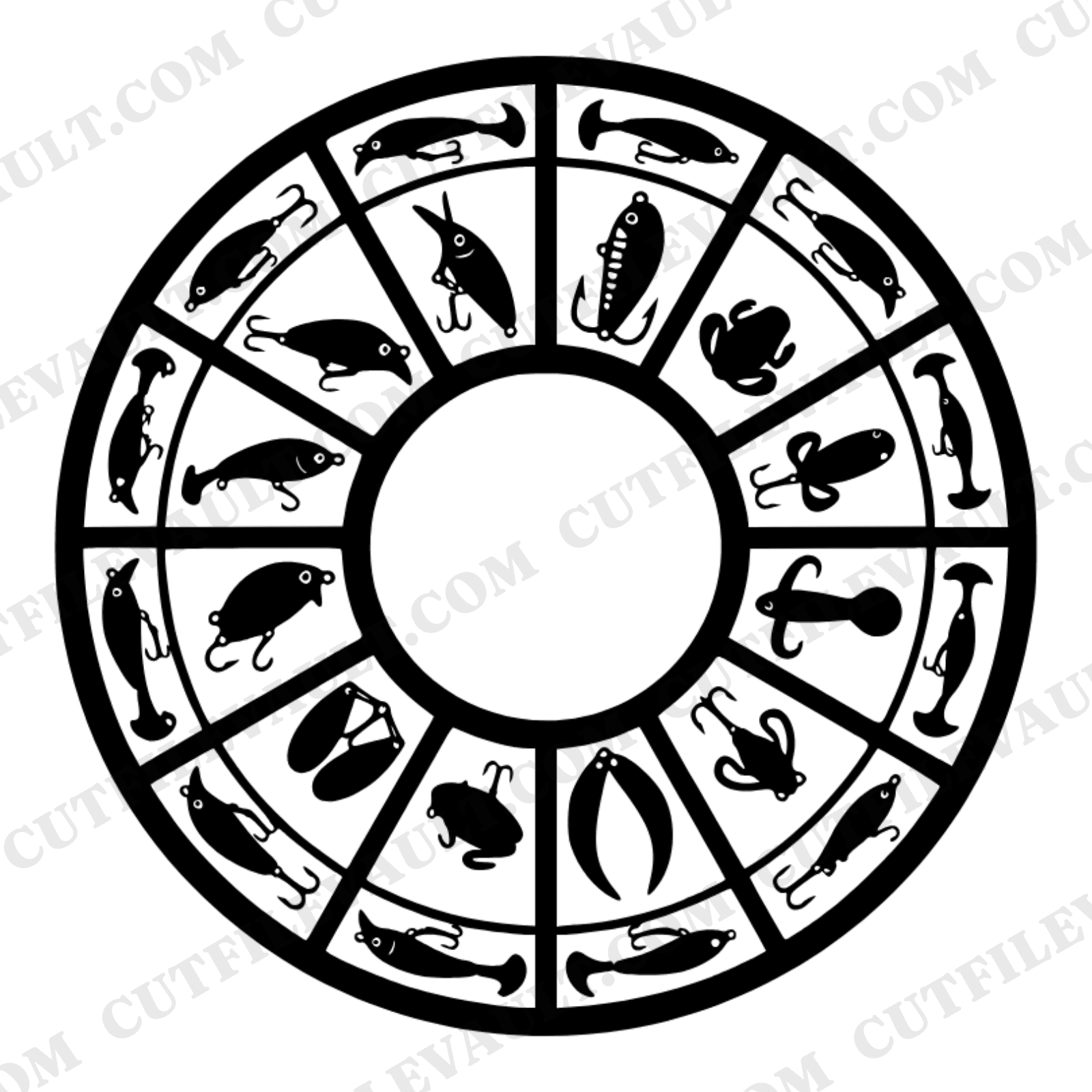 Fishing Tackle Box Mandala SVG PNG, Fathers Day Fisherman Gift, Celestial Geometric Lure Design