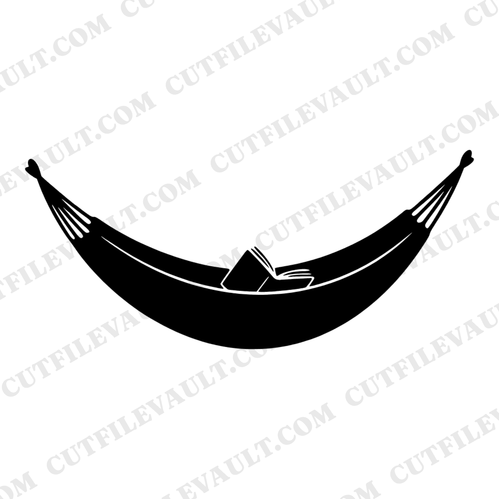 Summer Hammock SVG PNG, Open Book Reading Silhouette, Mid Century Minimal Cut File for Cricut