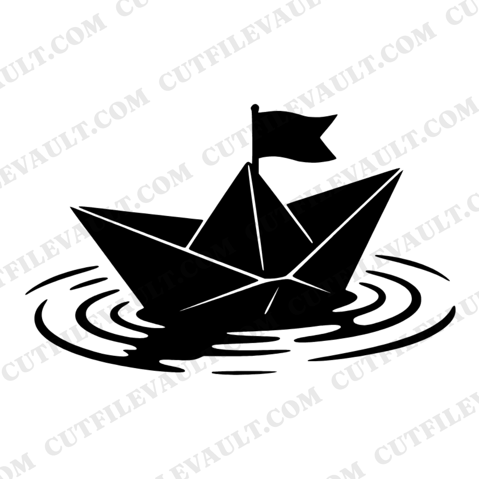 Memorial Day Paper Boat SVG PNG, Remembrance Journey Design, Peaceful Water Ripples Cut File
