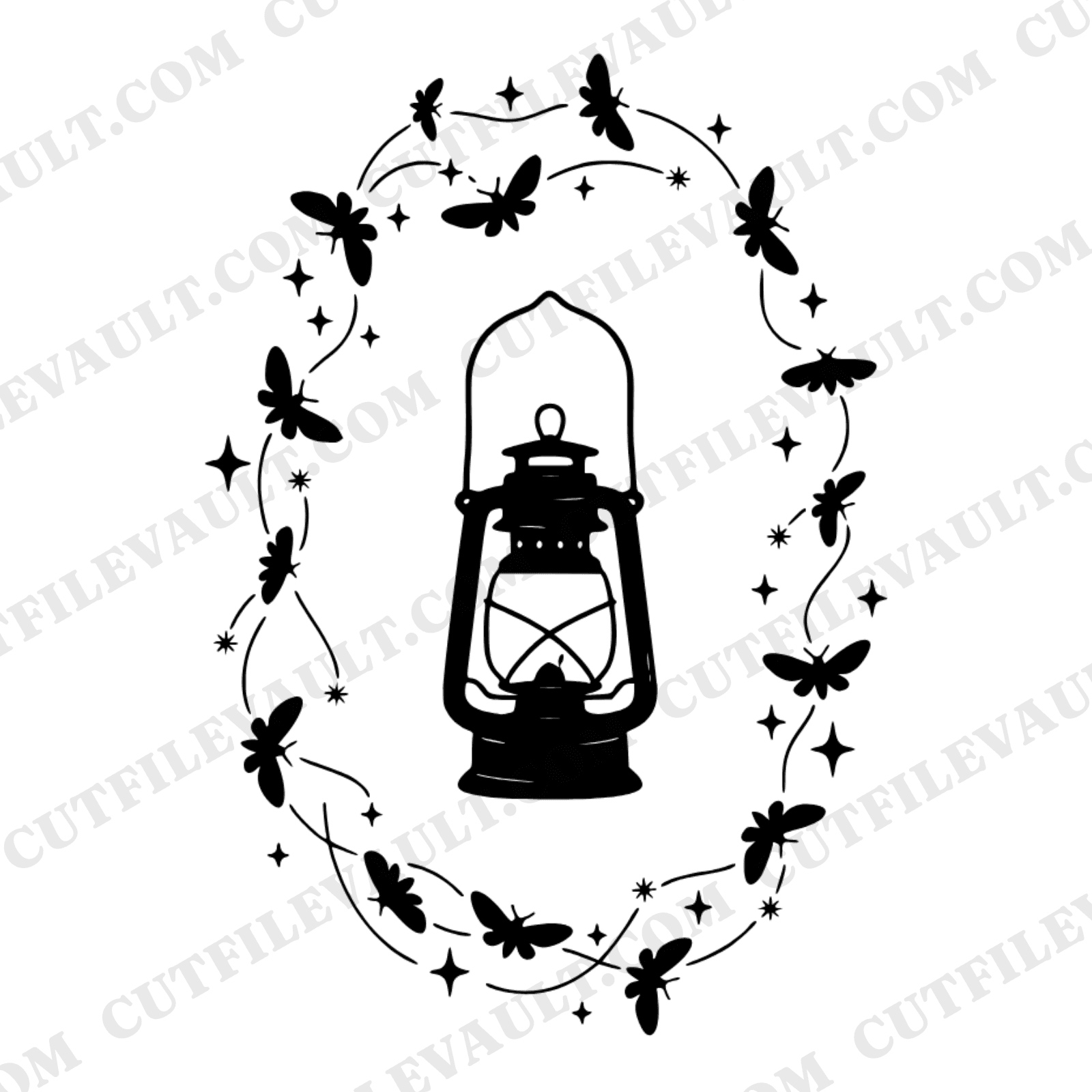 Camping Lantern SVG PNG, Moth Constellation Trails, Cottagecore Father's Day Outdoor Adventure Cut File