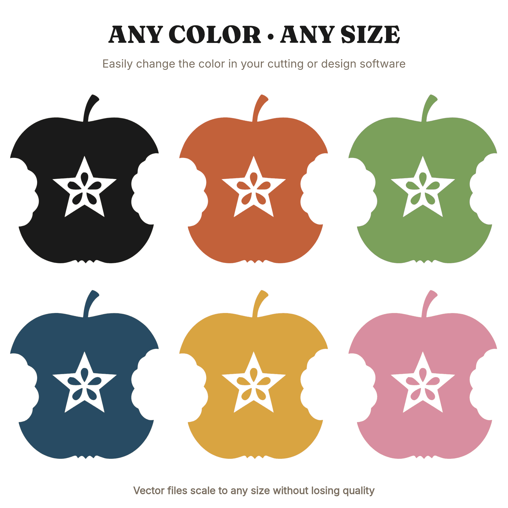 Apple Core Star Teacher Appreciation SVG PNG Cut File Boho Wax Seal Silhouette Design Card Making — view 2