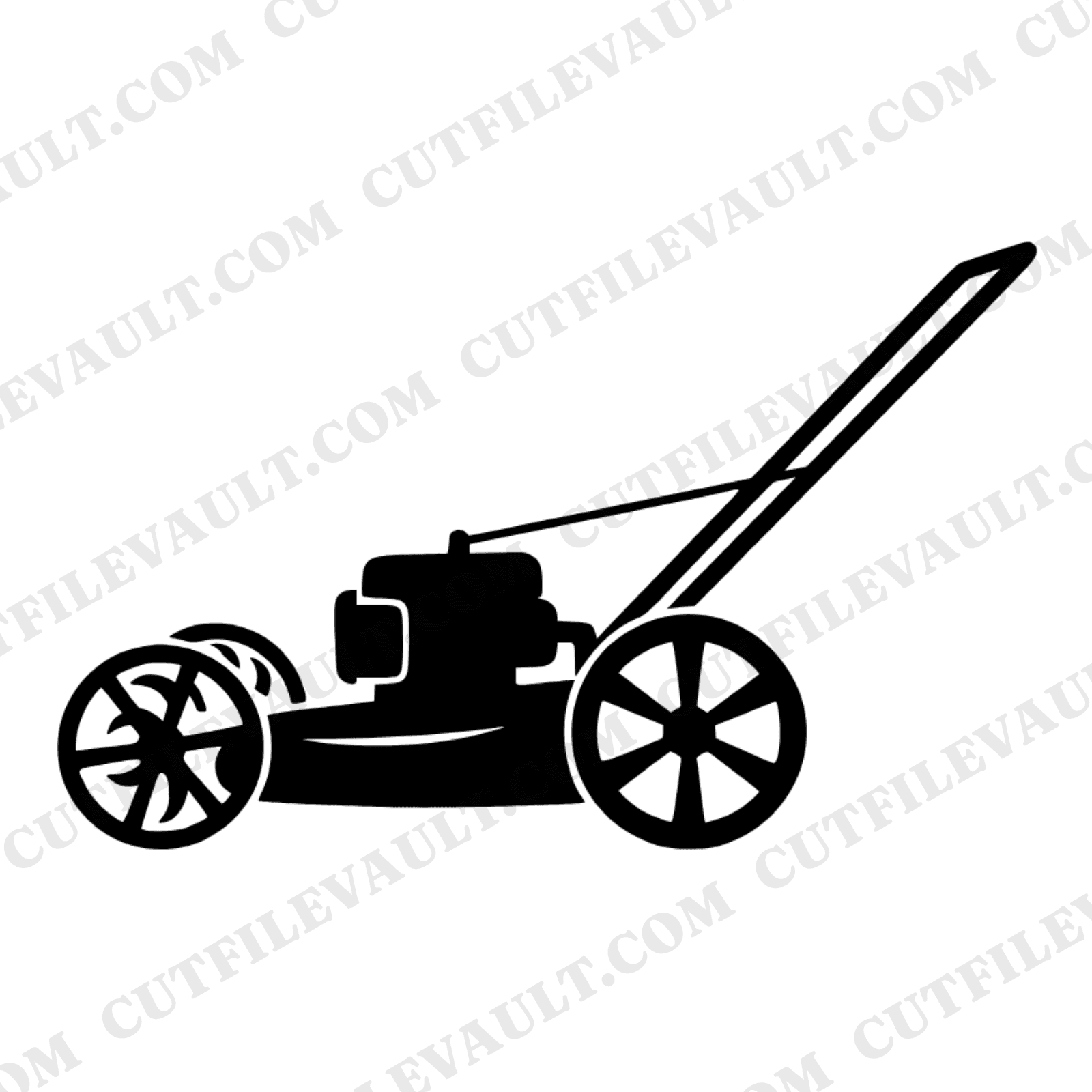 Classic Push Reel Mower SVG PNG, Retro 1950s Lawn Mower Silhouette, Father's Day Cut File