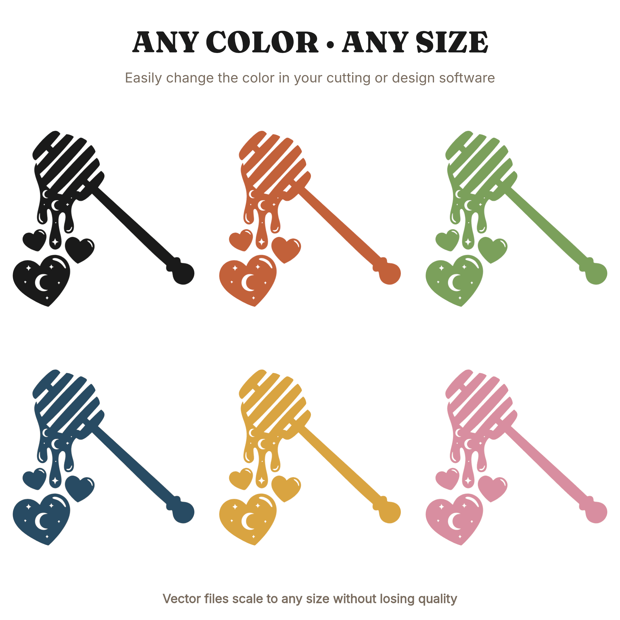 Celestial Honey Dipper SVG PNG, Mystical Heart Drops, Wedding Craft Cut File, Sweet Beginnings — view 2