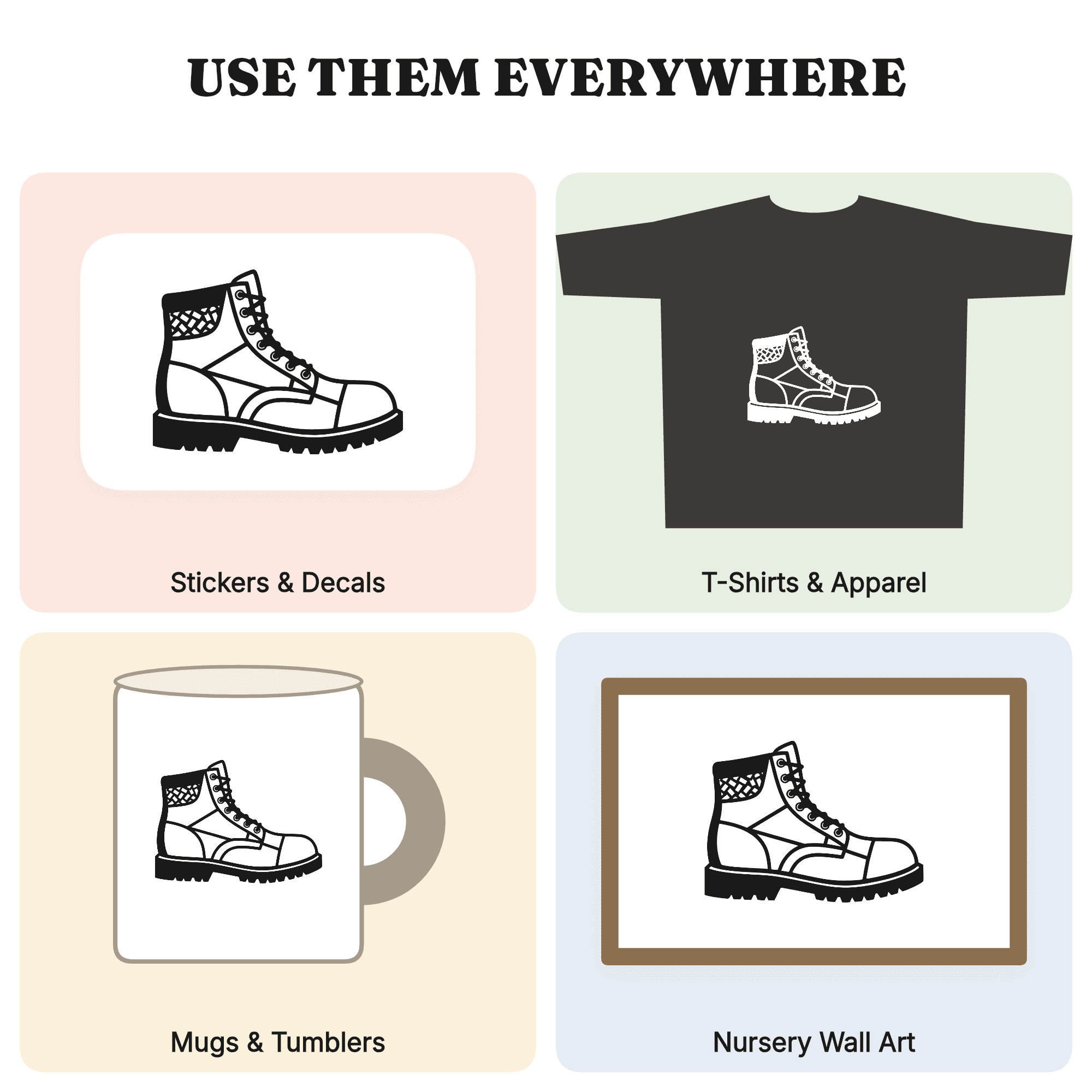 Labor Day Work Boot Cross Section SVG PNG Cut File Stained Glass Geometric Craftsman Design — view 3
