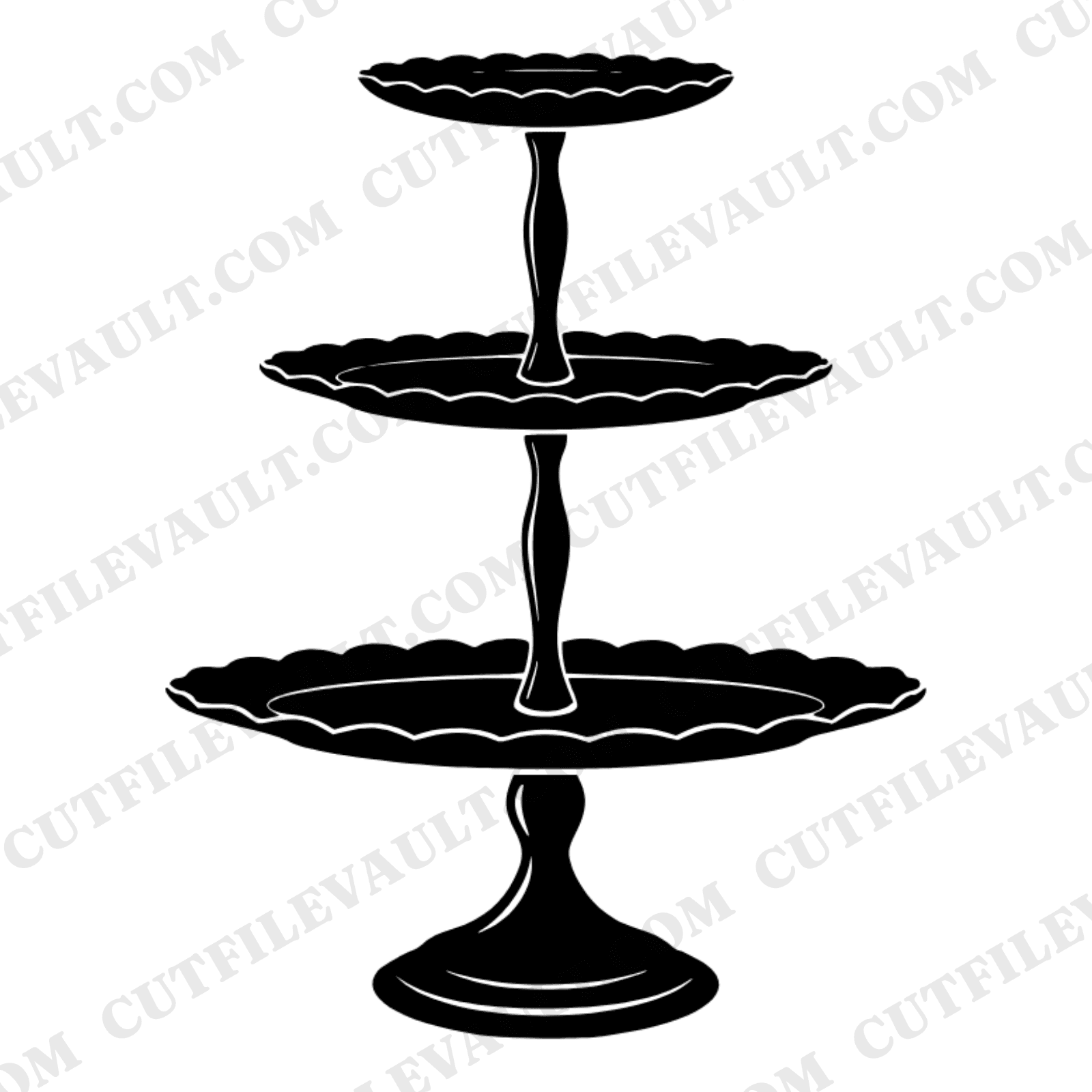 Vintage Cake Stand SVG PNG, Three Tier Dessert Stand Silhouette, Retro Wedding Bridal Shower Decor — view 1