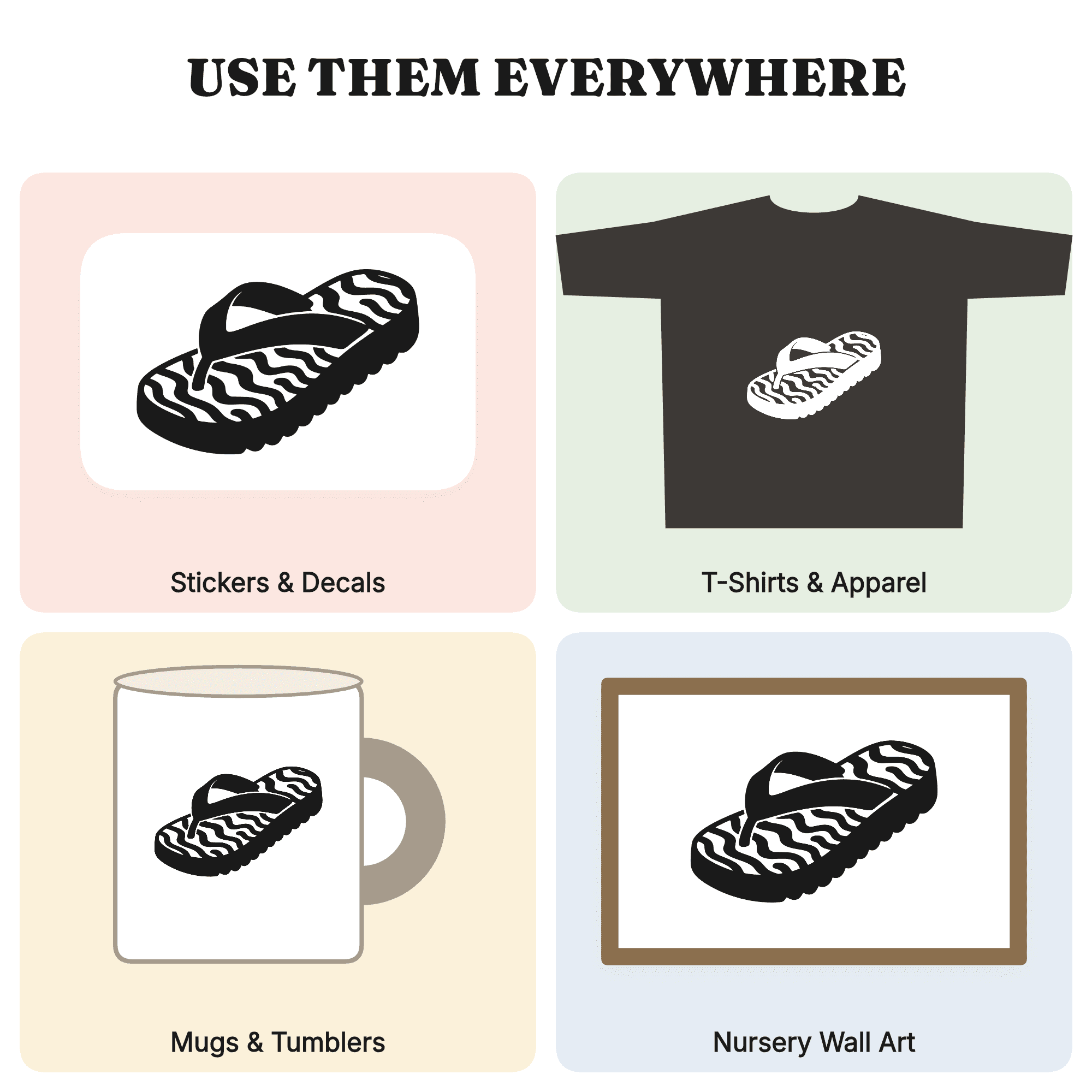 Groovy Flip Flop SVG PNG Retro 70s Summer Beach Sandal Silhouette Cut File for Cricut — view 3