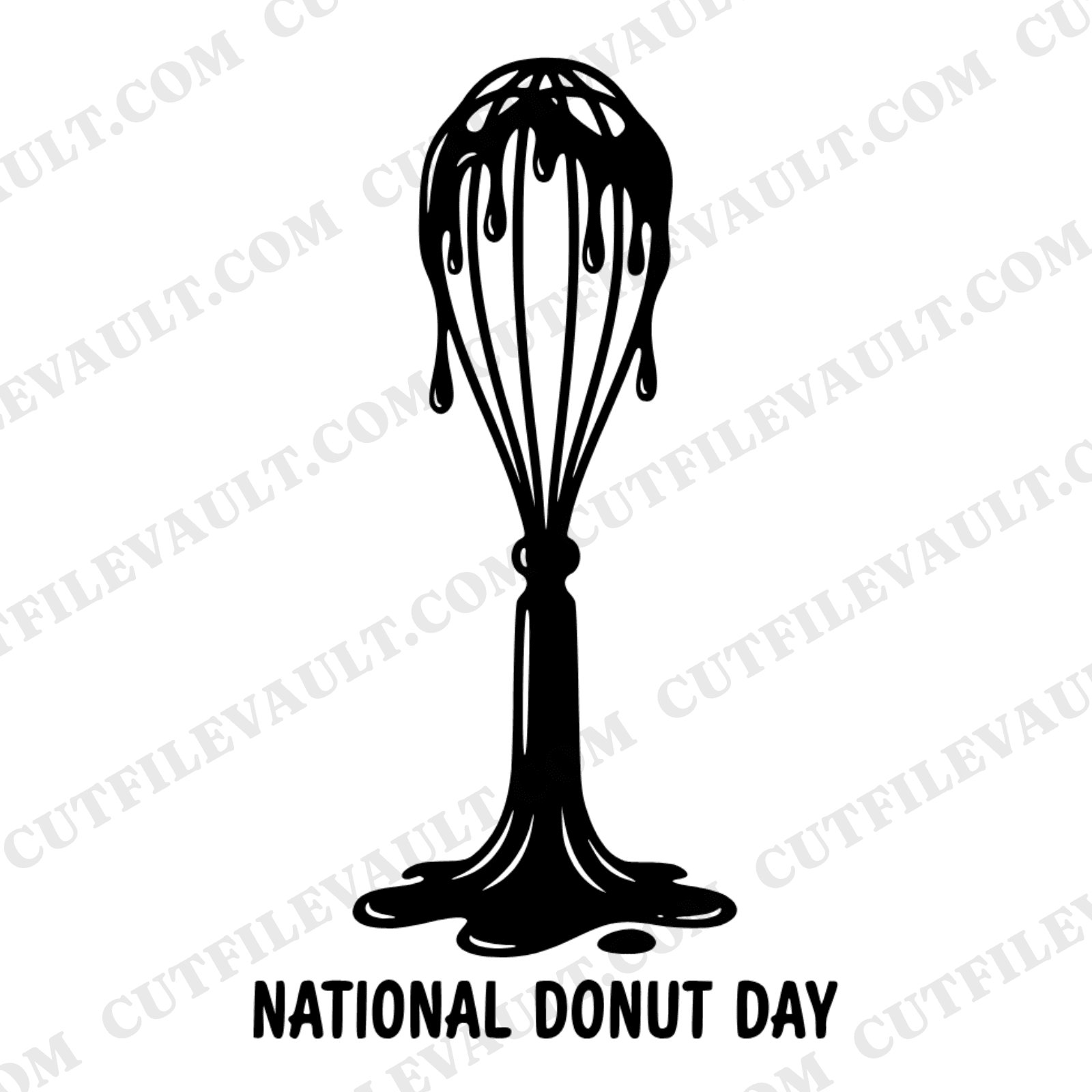 Whisk with Dripping Batter SVG PNG, National Donut Day Cut File, Baker Silhouette Design