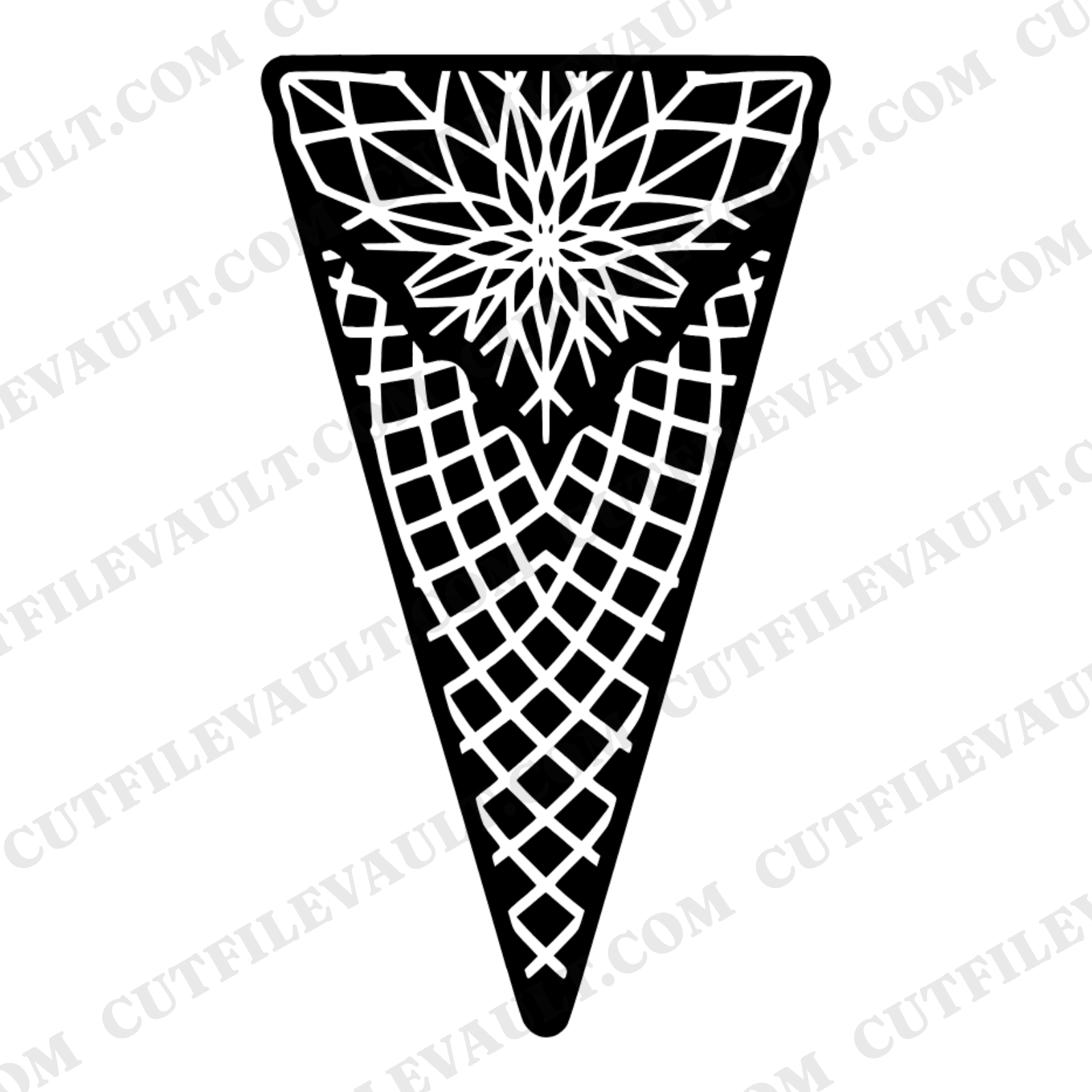 Geometric Mandala Waffle Cone SVG PNG, Ice Cream Cone Silhouette Cut File, Brutalist Design