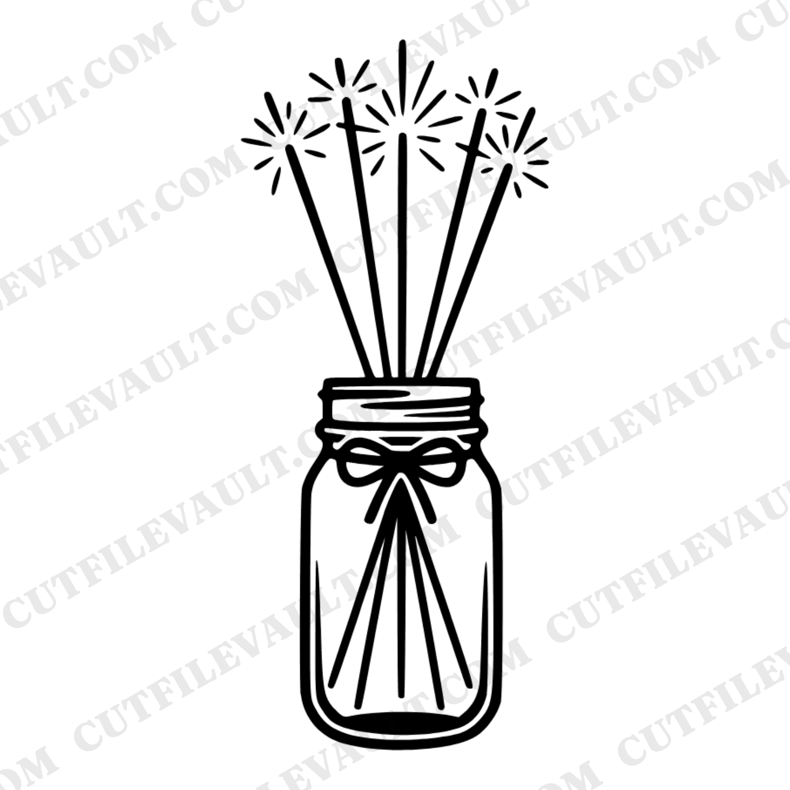 Mason Jar Sparklers SVG PNG, Fourth of July SVG, Patriotic Summer Cut File, Americana Decor Design