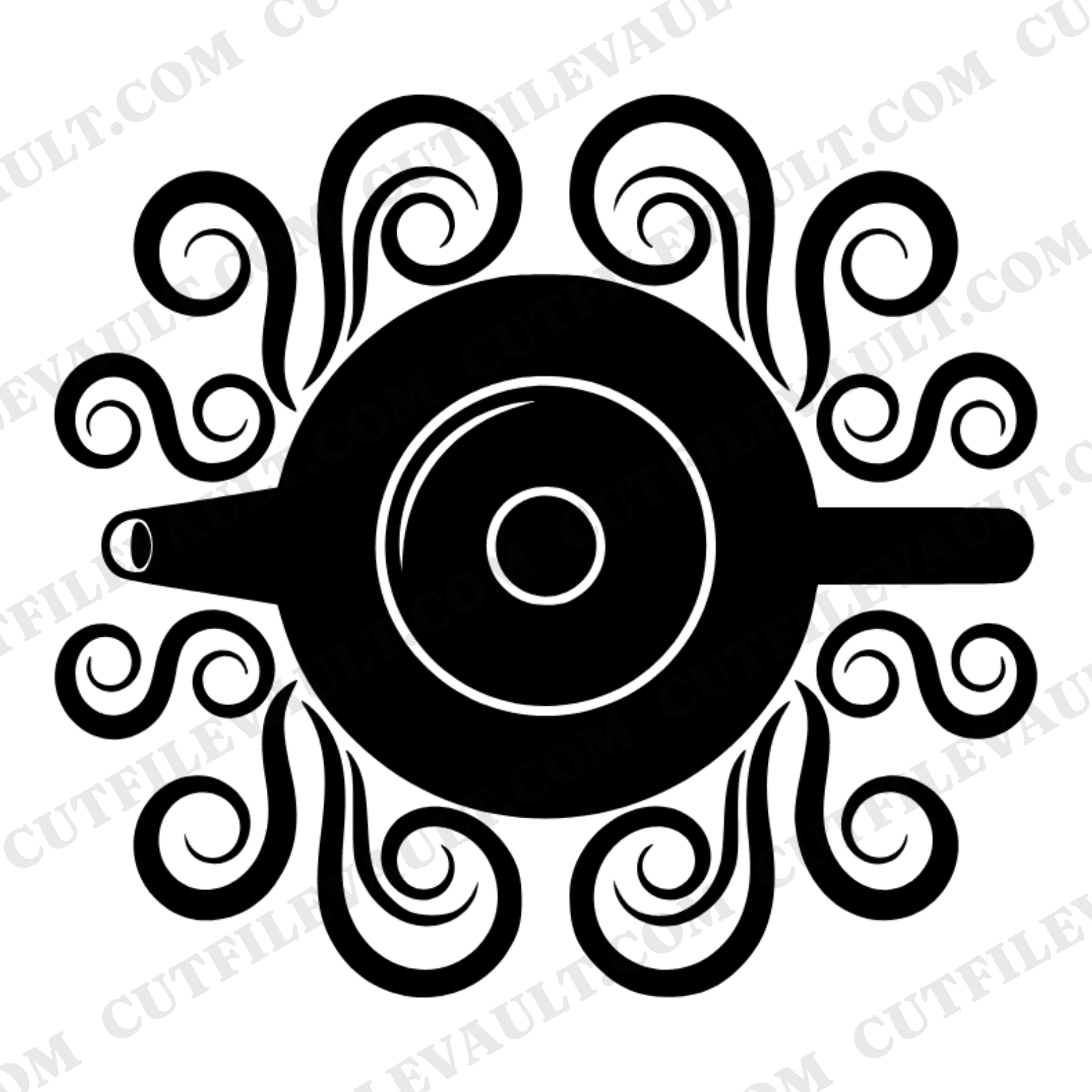Vintage Tea Kettle SVG PNG Top View Retro 70s Mothers Day Decal Cut File for Cricut Silhouette