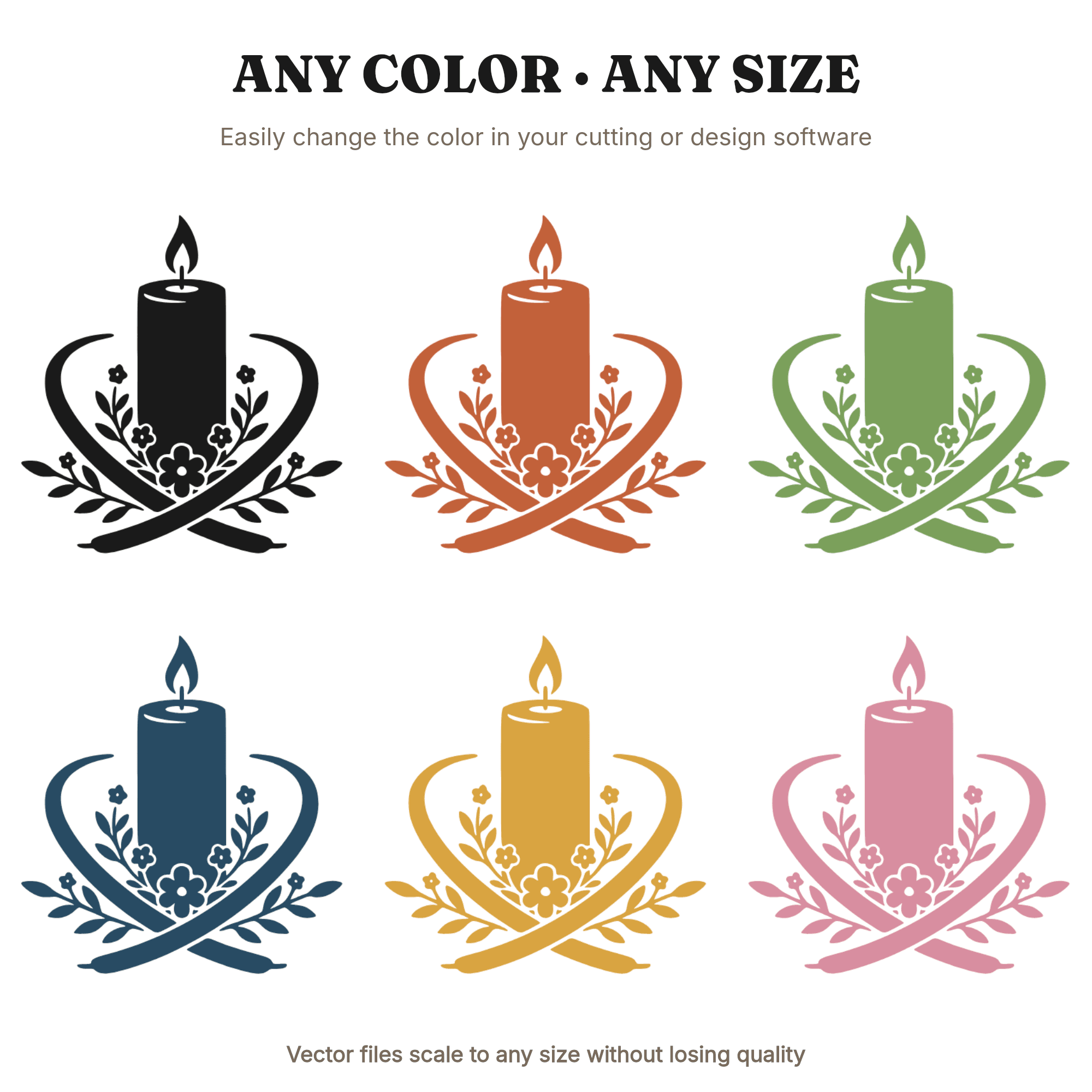 Unity Candle SVG PNG, Wedding Ceremony Candle Clipart, Botanical Vintage Wedding Cut File — view 2