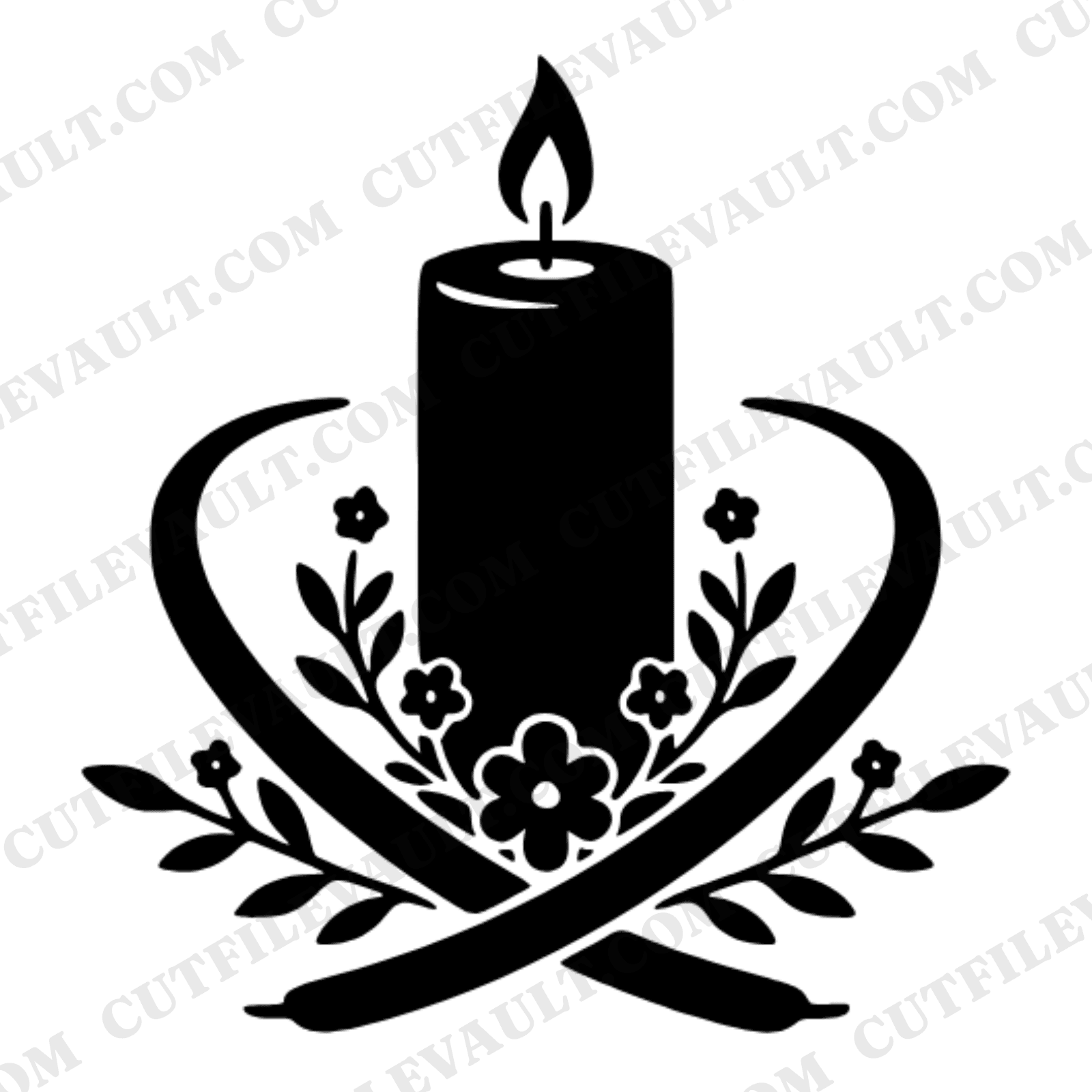 Unity Candle SVG PNG, Wedding Ceremony Candle Clipart, Botanical Vintage Wedding Cut File — view 1