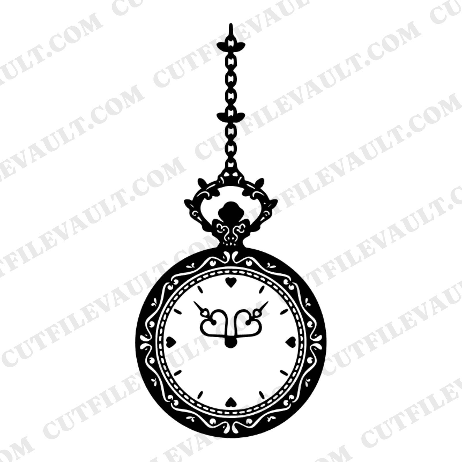 Pocket Watch Heart SVG PNG, Romantic Timepiece Wedding Silhouette, Vintage Steampunk Love Cut File