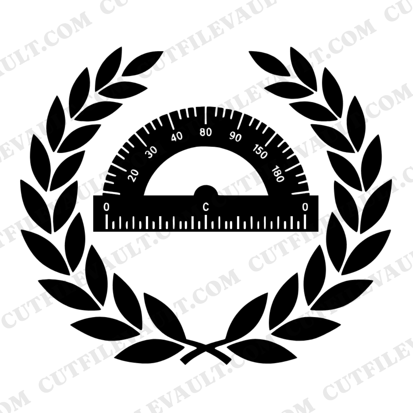 Protractor Laurel Wreath SVG PNG, Teacher Monogram Border Cut File, Back to School Gift Design
