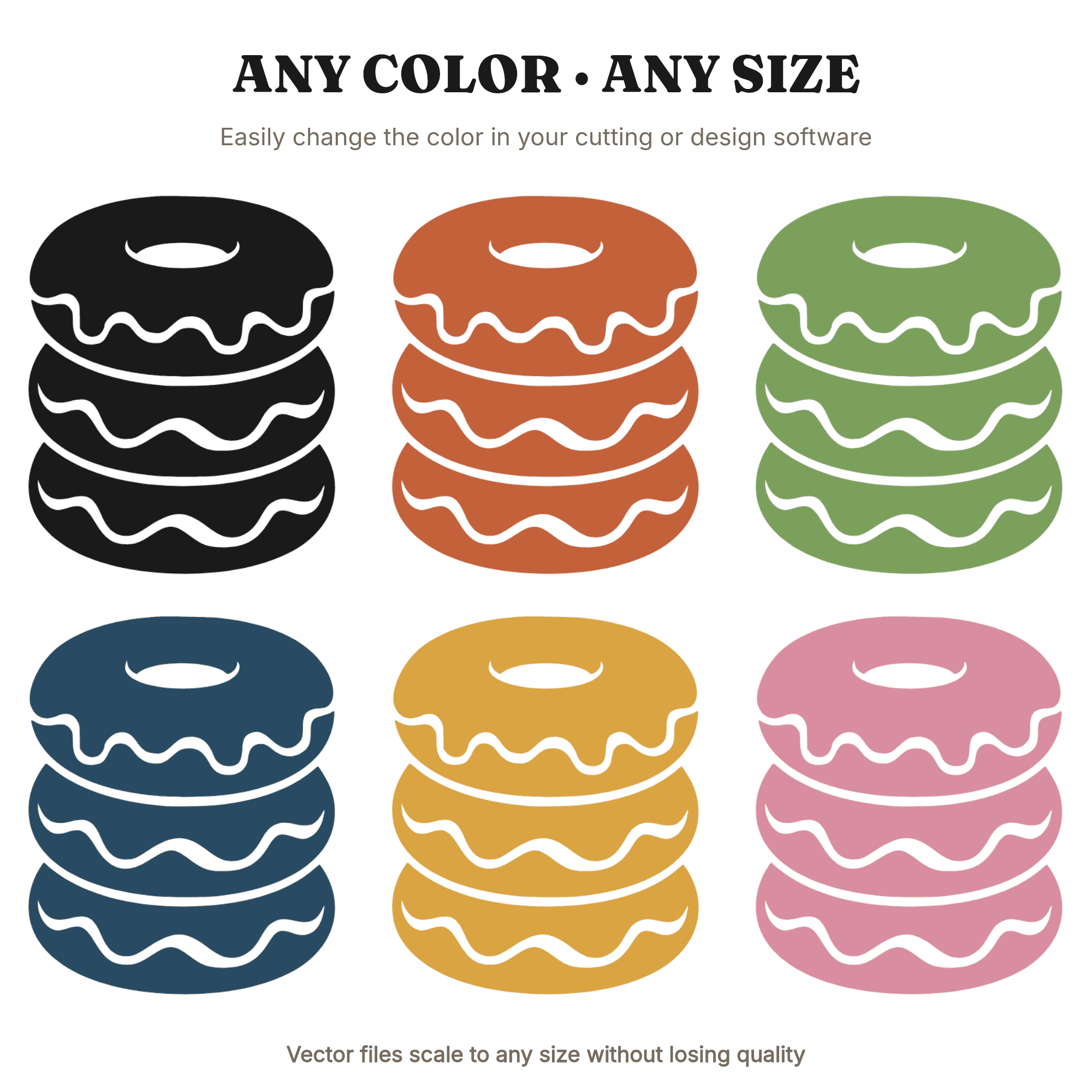 National Donut Day SVG PNG Stacked Donuts Tunnel View Cut File Mid Century Retro Decal Design — view 2