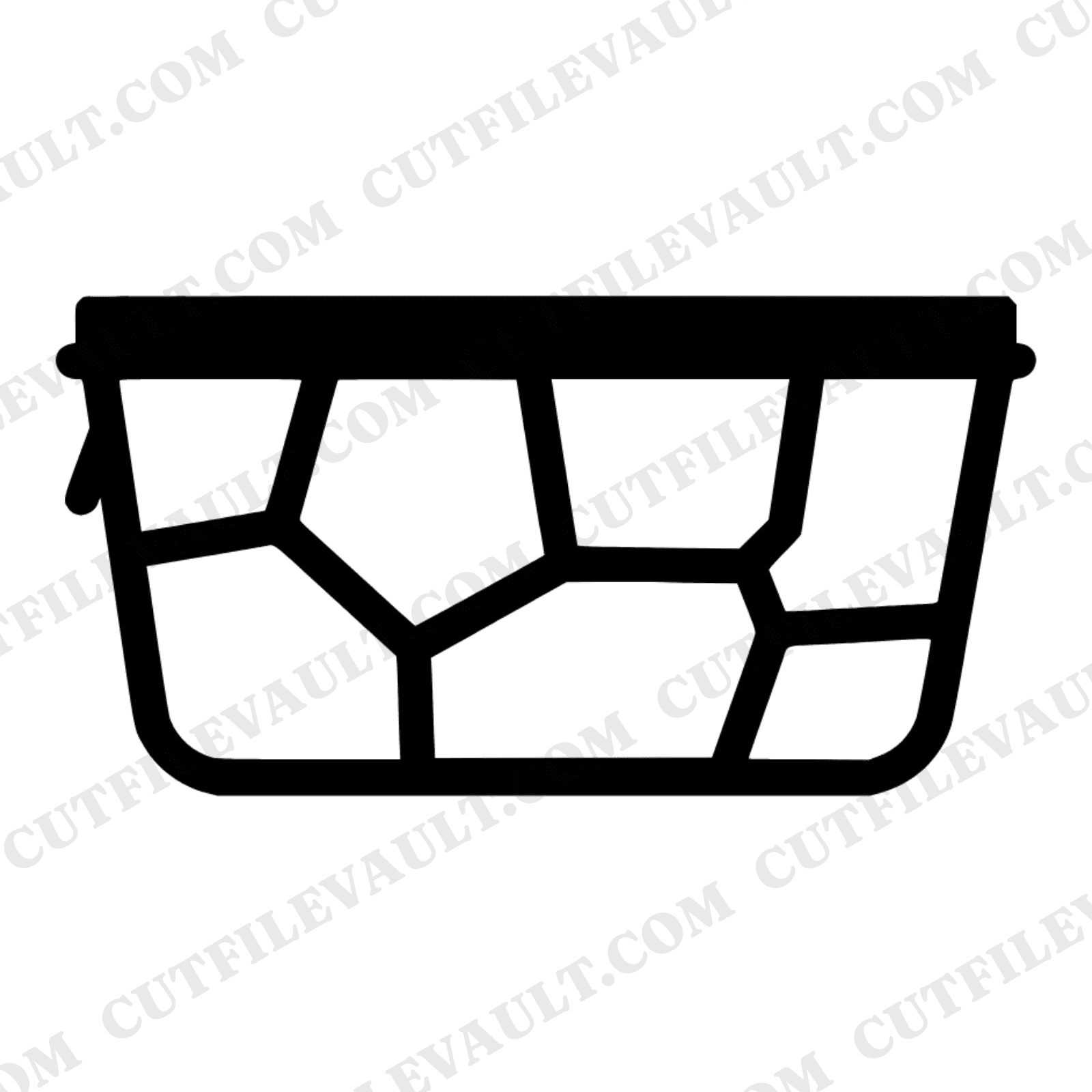 Fishing Creel Basket SVG PNG, Stained Glass Geometric Cut File, Father's Day Vintage Fishing Design