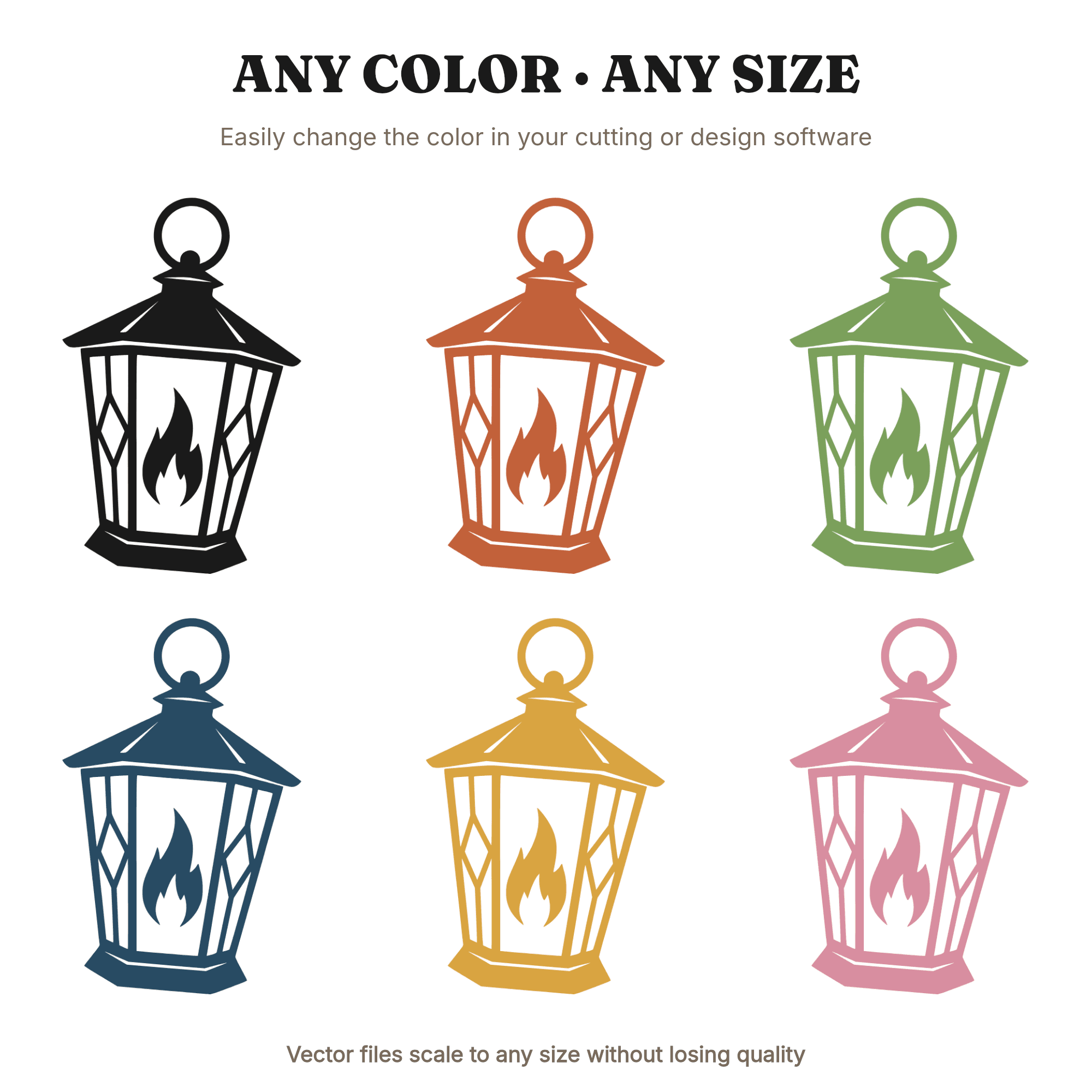 Vintage Halloween Lantern SVG PNG, Tilted Lantern with Flame Cut File, Retro Mid Century Design — view 2