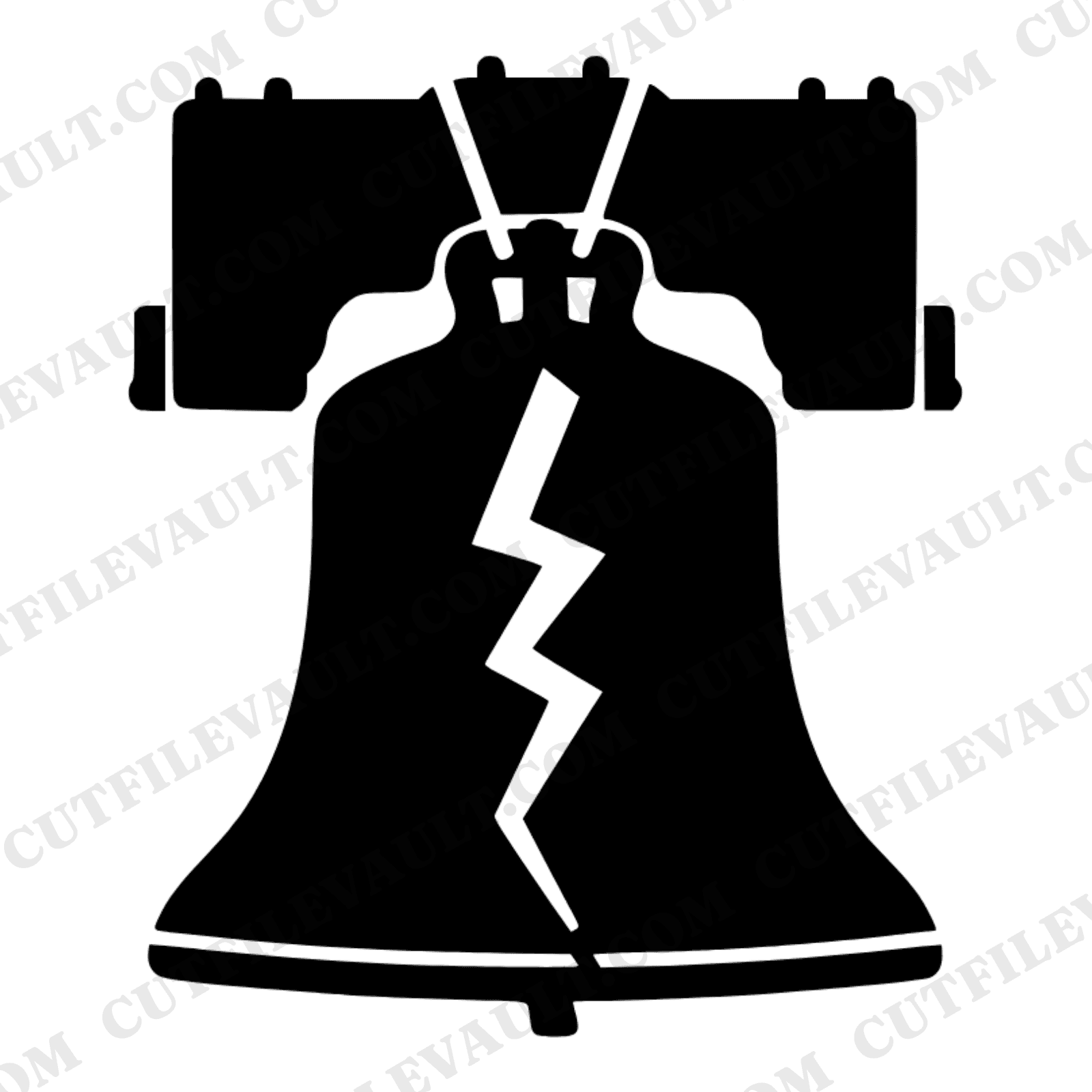 Art Deco Liberty Bell SVG PNG, Fourth of July Zigzag Crack Cut File, Patriotic Independence Day