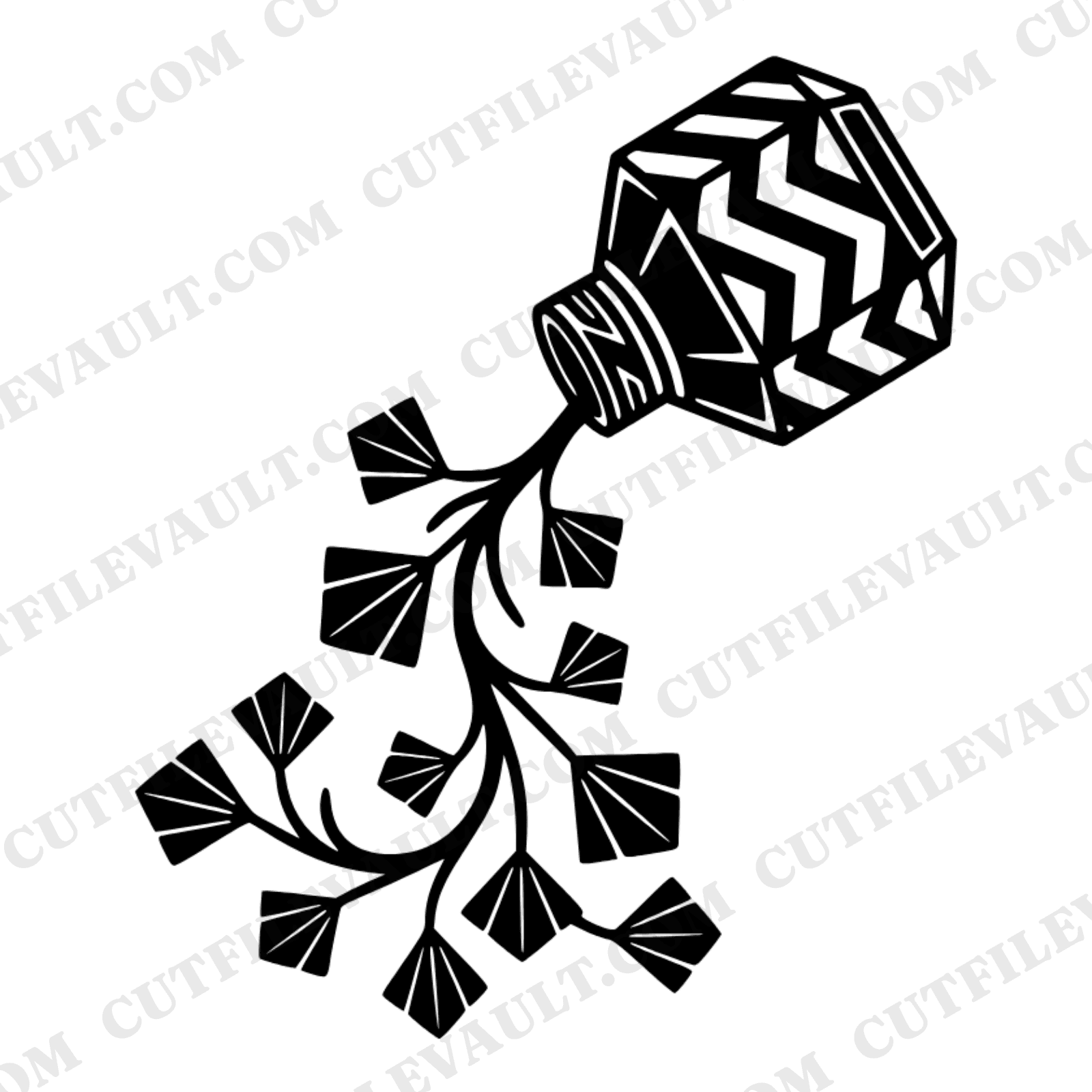 Vintage Inkwell Vine Art Deco SVG PNG Cut File Silhouette Back to School Scholar Botanical Design