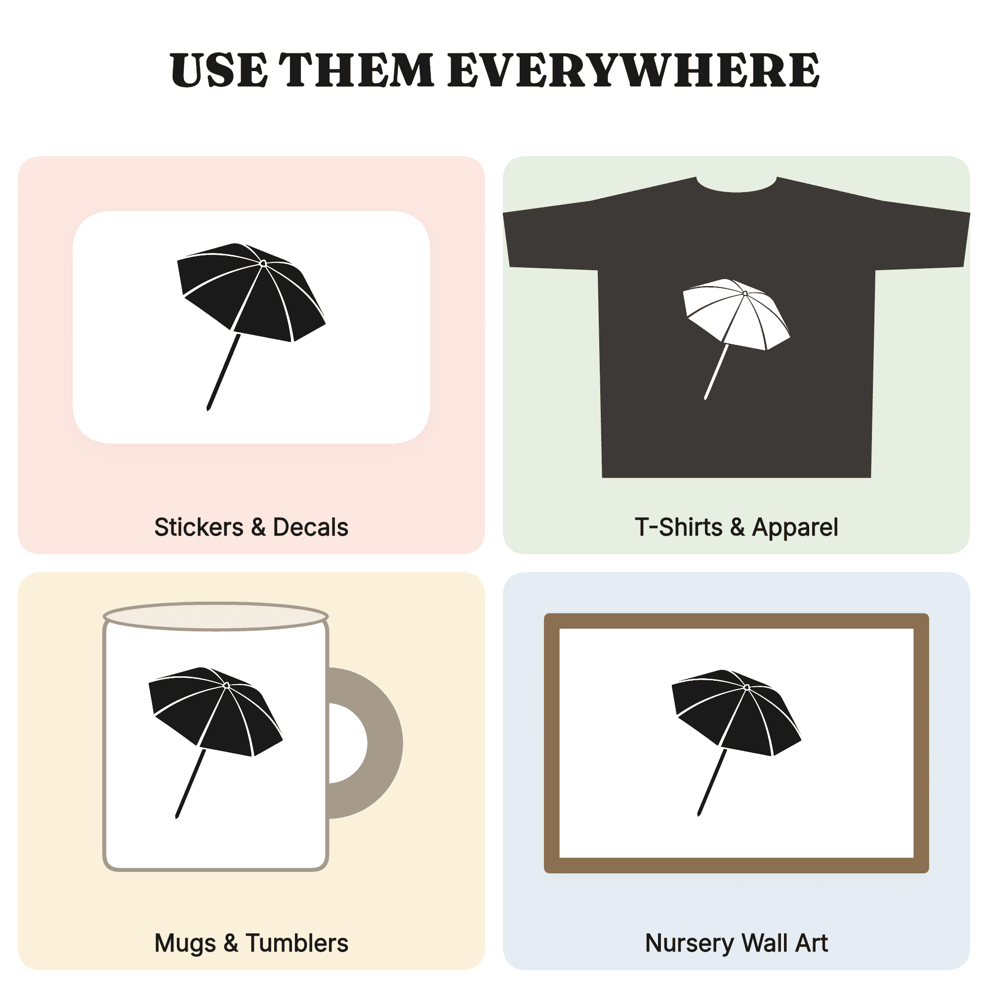 Beach Umbrella Overhead View SVG PNG, Art Deco Geometric Summer Memorial Day Silhouette Cut File — view 3