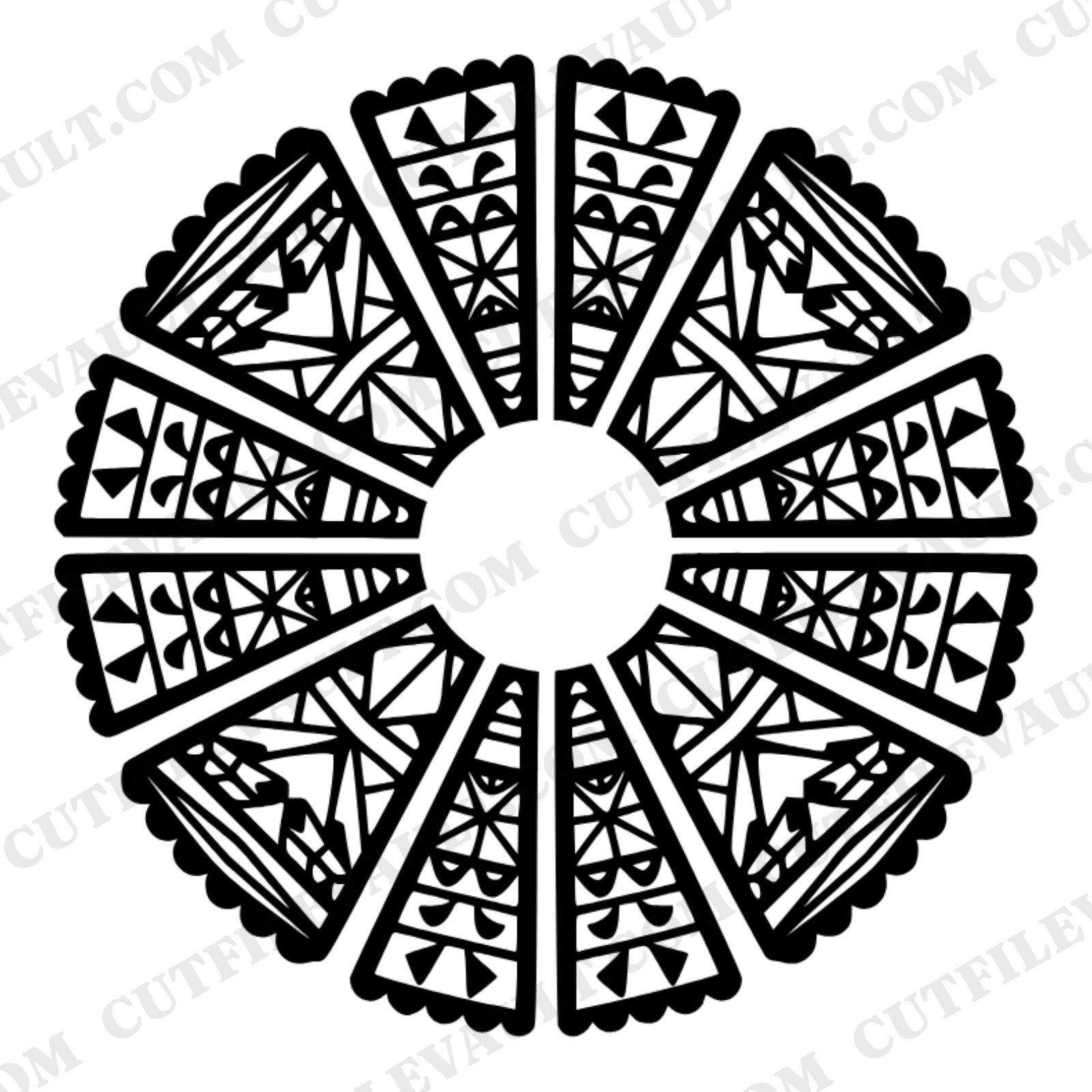 Papel Picado Mandala SVG PNG, Cinco de Mayo Banner, Eight Panel Radial Cut File, Layered Vinyl — view 1